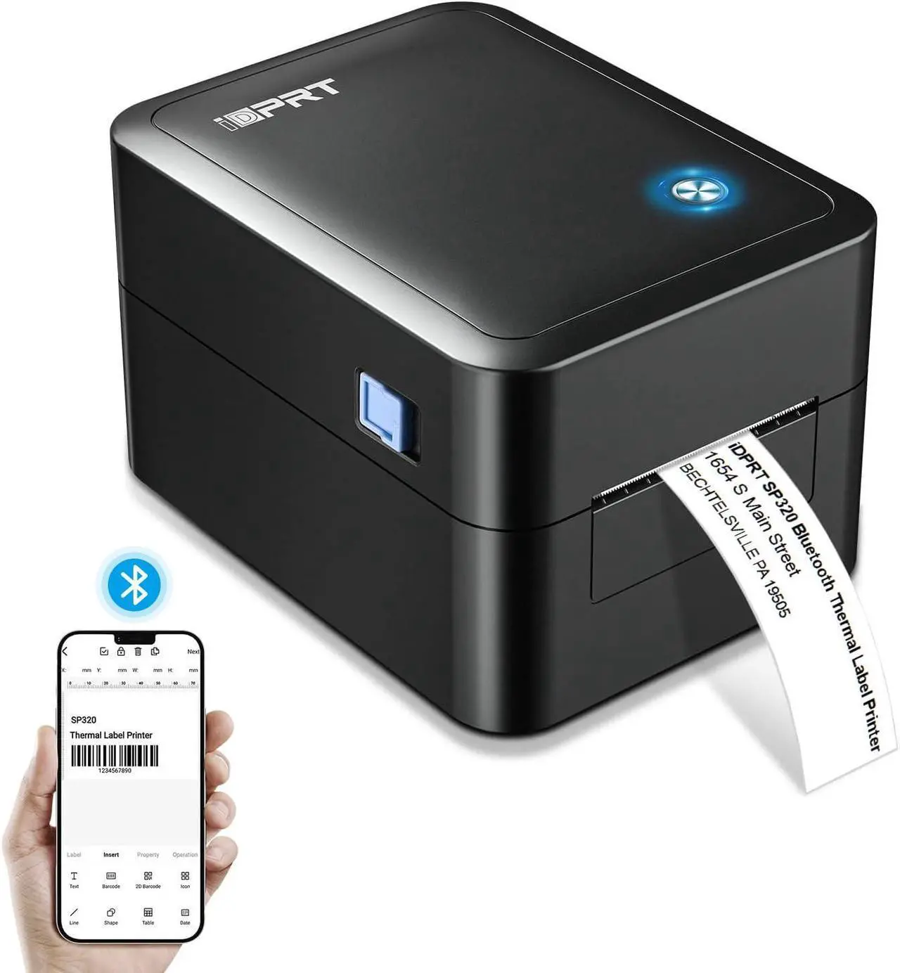 Alt view image 2 of 5 - iDPRT Thermal Label Printer SP320 1D 2D Barcode Scanner 1358 with 600pcs Labels(2 Rolls of 300pcs)