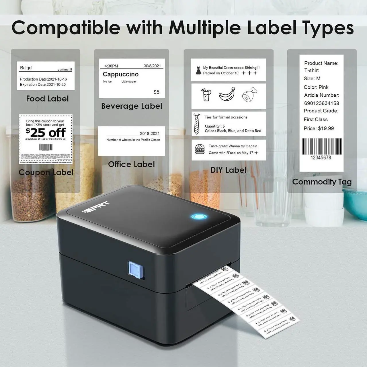 Alt view image 5 of 5 - iDPRT Thermal Label Printer SP320 1D 2D Barcode Scanner 1358 with 600pcs Labels(2 Rolls of 300pcs)