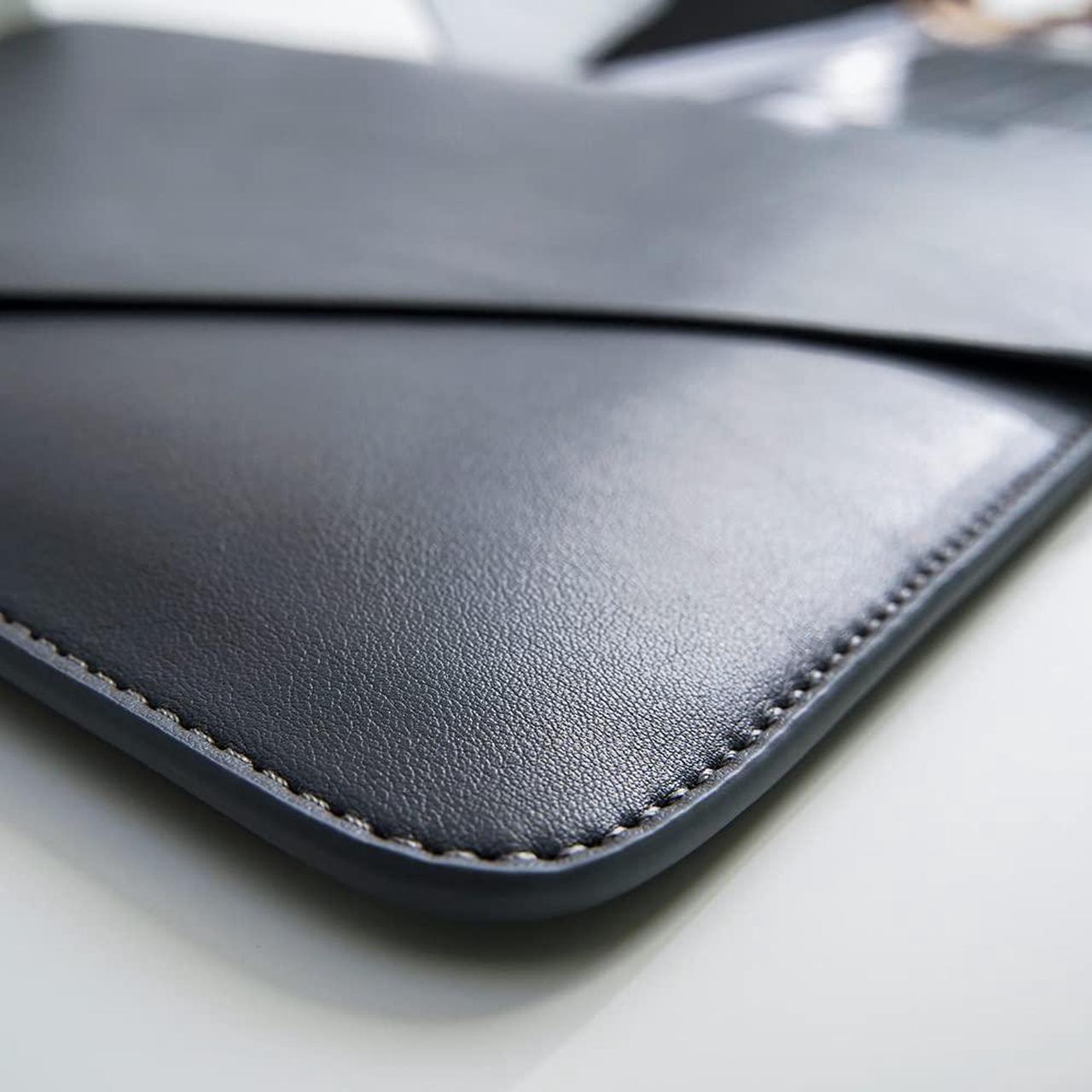 Alt view image 5 of 5 - Benfan PU Leather Laptop Sleeve 13 Inch Compatible for 2024 13inch MacBook Air M3,13 MacBook Pro M2, Surface Pro 3 4 5 6 7, Dell XPS 13 with Small Pouch, Mouse Pad and Cord Organizer Color Dark Grey