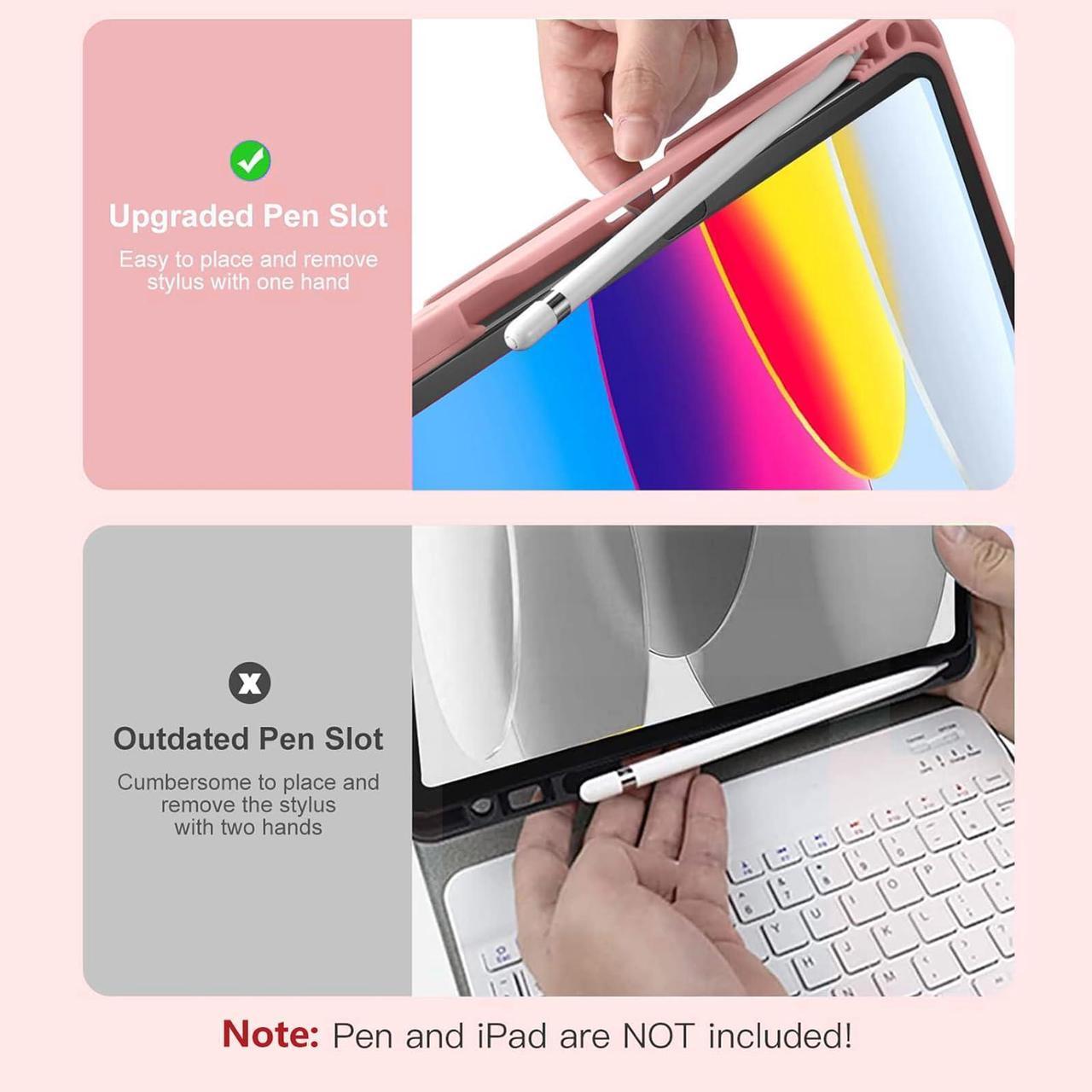 Alt view image 5 of 5 - Keyboard Case for iPad 10th Generation 10.9 Inch 2022/11 Inch A16 2025 (11th Generation) with 7-Color Backlit Magnetic Wireless Detachable Keyboard & Pencil Holder, for iPad (A16) 11th/10th Gen