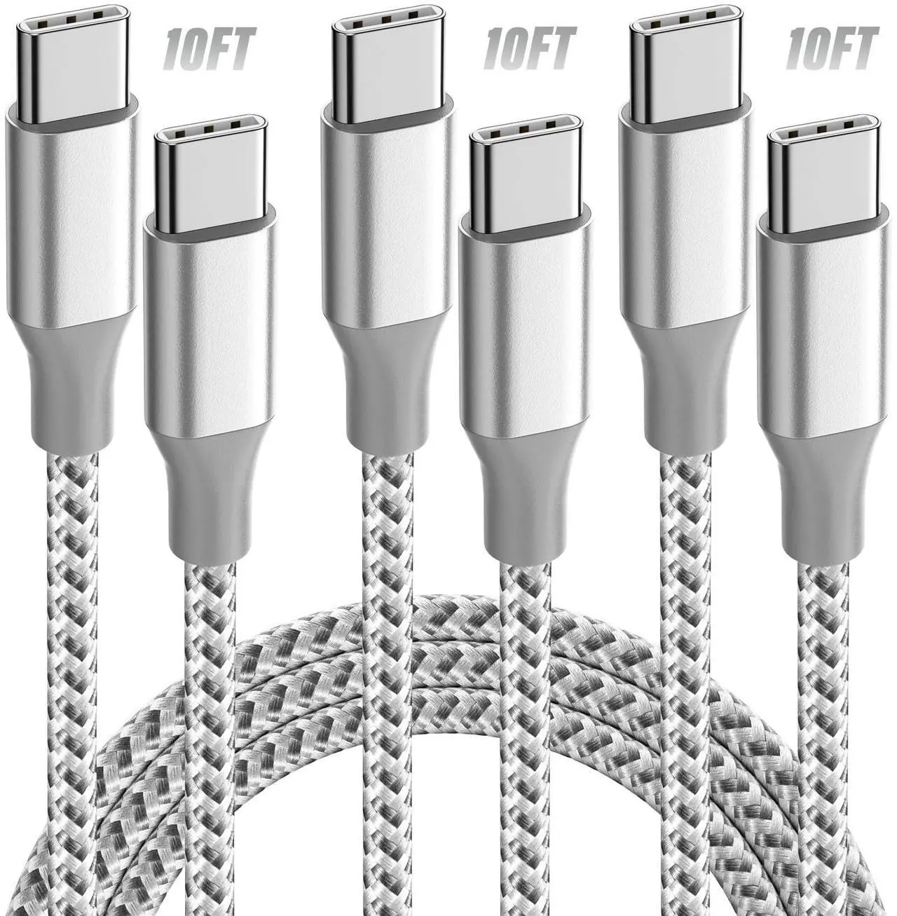 Main image of KYEHD USB C Cable,3 Pack 10FT USB C to USB C Cable 60W Type c Charger Fast Charging Cord,USB C Charger Nylon Braided Compatible iPhone 16 Pro/15 Pro/Plus/Max/iPad/MacBook and More