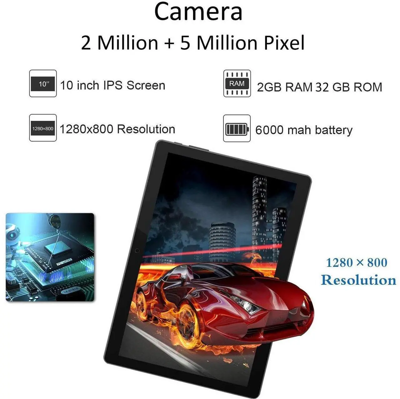Alt view image 2 of 5 - ZONKO Tablet 10 Inch Android 3G Phone Tablets with 32GB Storage Dual Sim Card 5MP Camera, WiFi, Bluetooth, GPS, Quad Core, HD Touchscreen, Support 3G Phone Call (Black)