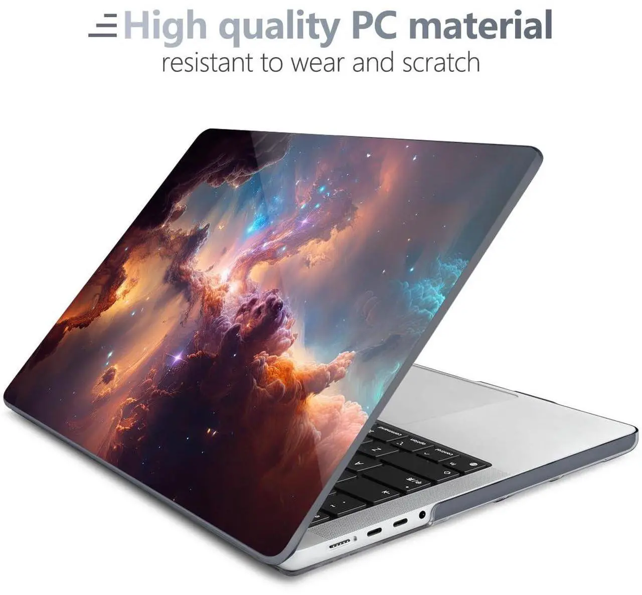 Alt view image 3 of 5 - Batianda for New MacBook Pro 14 inch Case 2024 2023 2021 Release with M4 M3 M2 M1 Pro/Max Chip Model A3112/A2918/A2992,Creative Designed Clear Hard Shell with Keyboard Cover & Screen Protector, Nebula