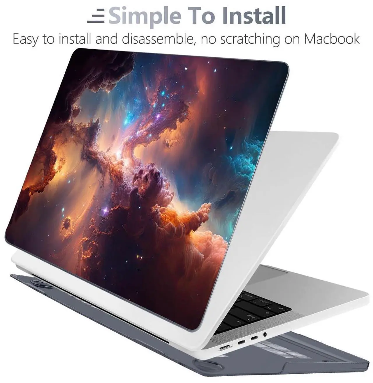 Alt view image 5 of 5 - Batianda for New MacBook Pro 14 inch Case 2024 2023 2021 Release with M4 M3 M2 M1 Pro/Max Chip Model A3112/A2918/A2992,Creative Designed Clear Hard Shell with Keyboard Cover & Screen Protector, Nebula