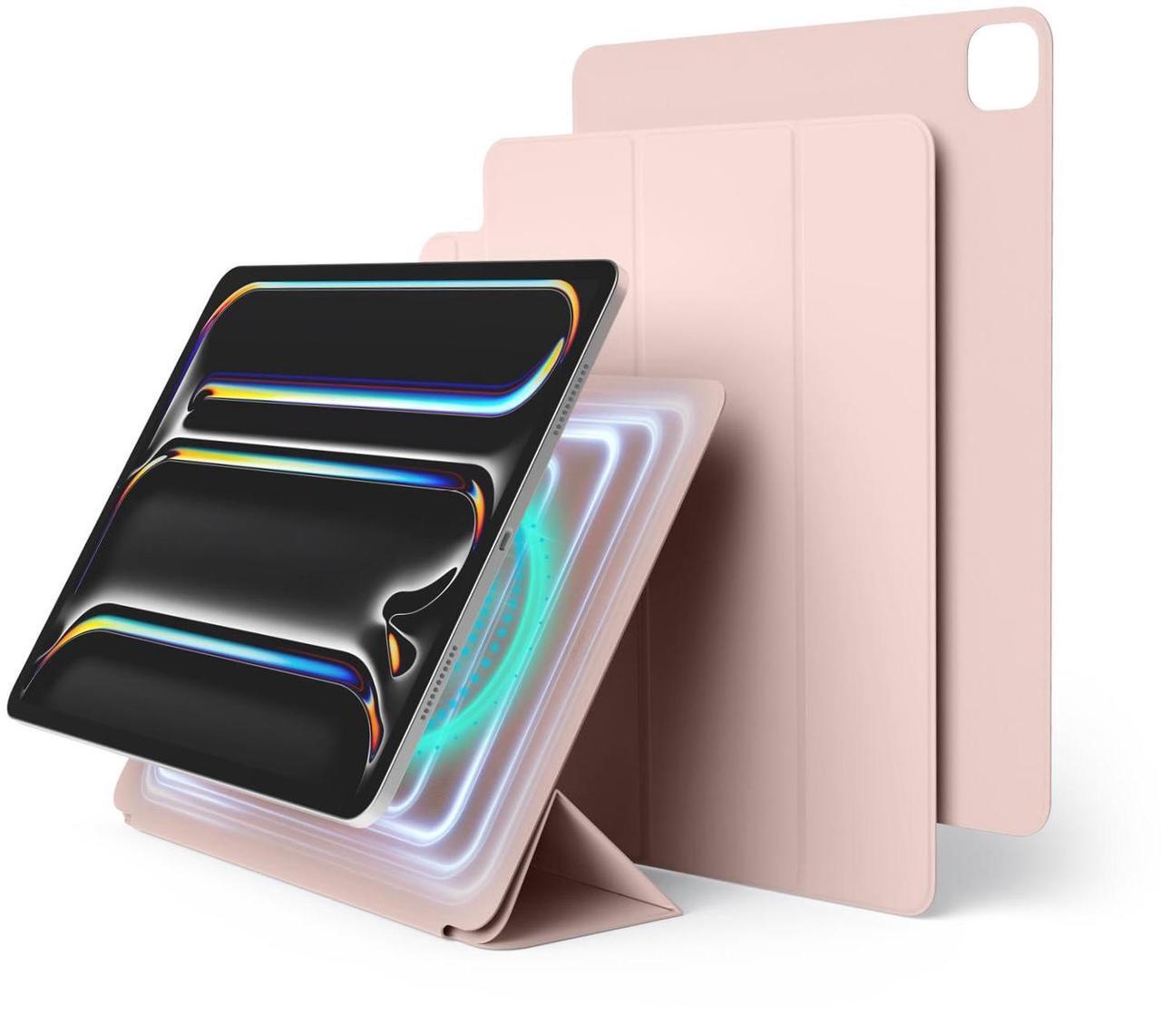 Main image of elago Magnetic Folio Case for iPad Pro 13 inch Cover (M4) - Back Plate can be Attached to Metal Materials, Wake/Sleep functionality, Compatible with Apple Pencil 2 [Sand Pink]