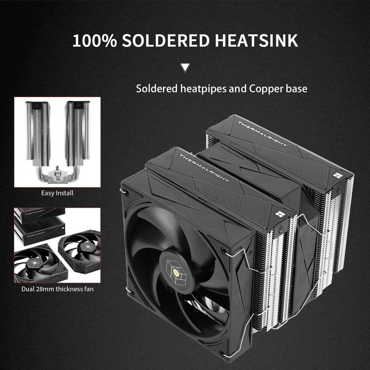 Alt view image 4 of 5 - Thermalright Royal Pretor 130 CPU Air Cooler, Computer Double Towers Radiator, 6 Heat Pipes CPU Cooler, Dual PWM Fans,High Performance PC Cooling,for AM4/AM5;Intel 1851/1700/1150/1151/1200/2011
