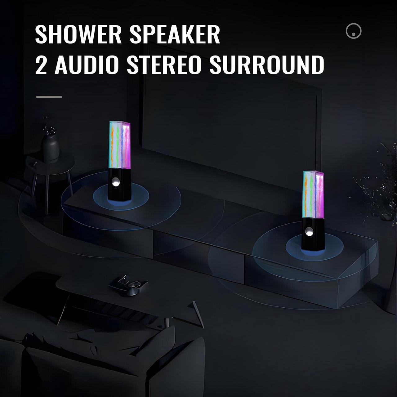 Alt view image 3 of 5 - AOBOO Led Light Dancing Water Speakers Fountain Music for Desktop Laptop Computer PC (Two pcs),USB Powered Stereo Speakers 3.5mm Audio (Black,Line-in Speakers)