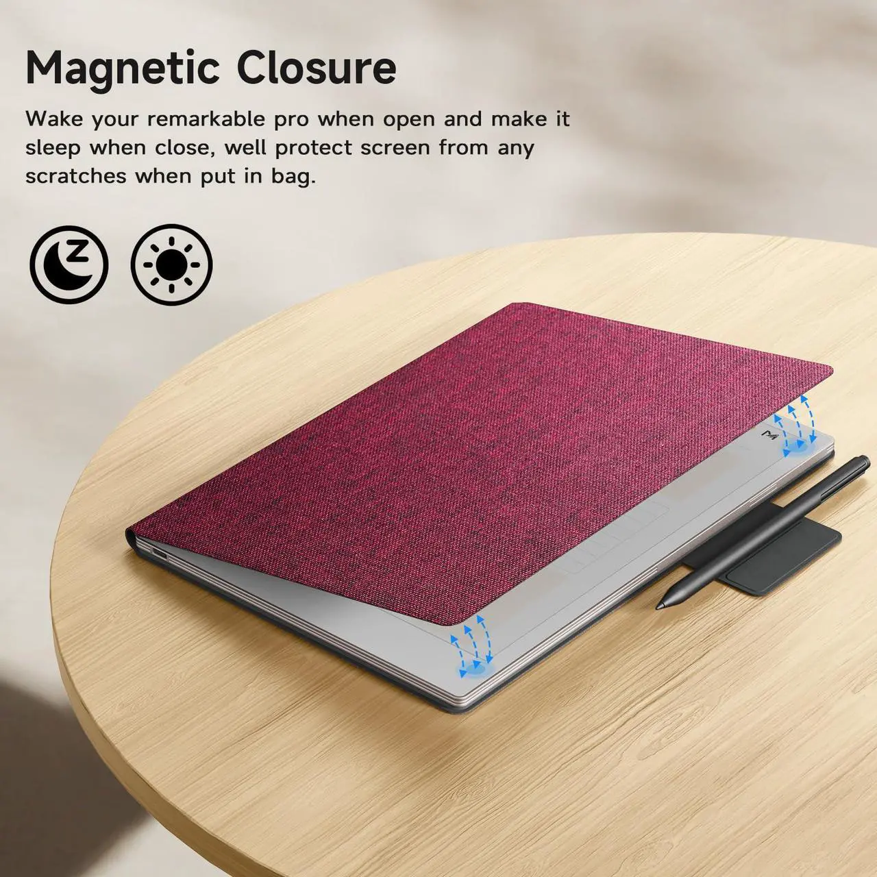 Alt view image 5 of 5 - Ayotu Case for Remarkable Paper Pro, Mosaic Weave Book Folio with Pen-Buckle, Smart Magnetic Cover for Remarkable Paper Pro 11.8" Color Tablet Only, Bundle with Premium Membership (Burgundy)