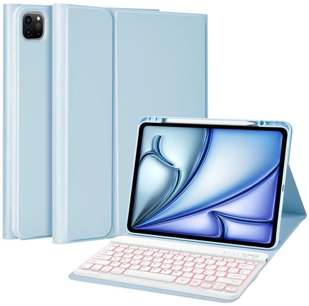 Main image of BQSS Keyboard Case for iPad Pro 13 Inch (M4) 2024 Case with Keyboard for iPad Pro 13" M4 Case with Wireless Detachable Backlit Keyboard for iPad Pro Keyboard Case with Pencil Holder Light Blue