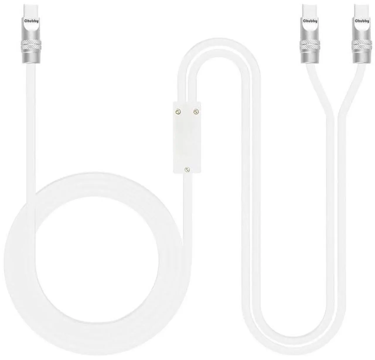 Main image of chubbycable 2 in 1 USB C Cable 100W Charge Cable Durable Multi Fast Charging Cable Ultra-Thick Silicone Universal Phone Charger Cord, White, 4.2FT