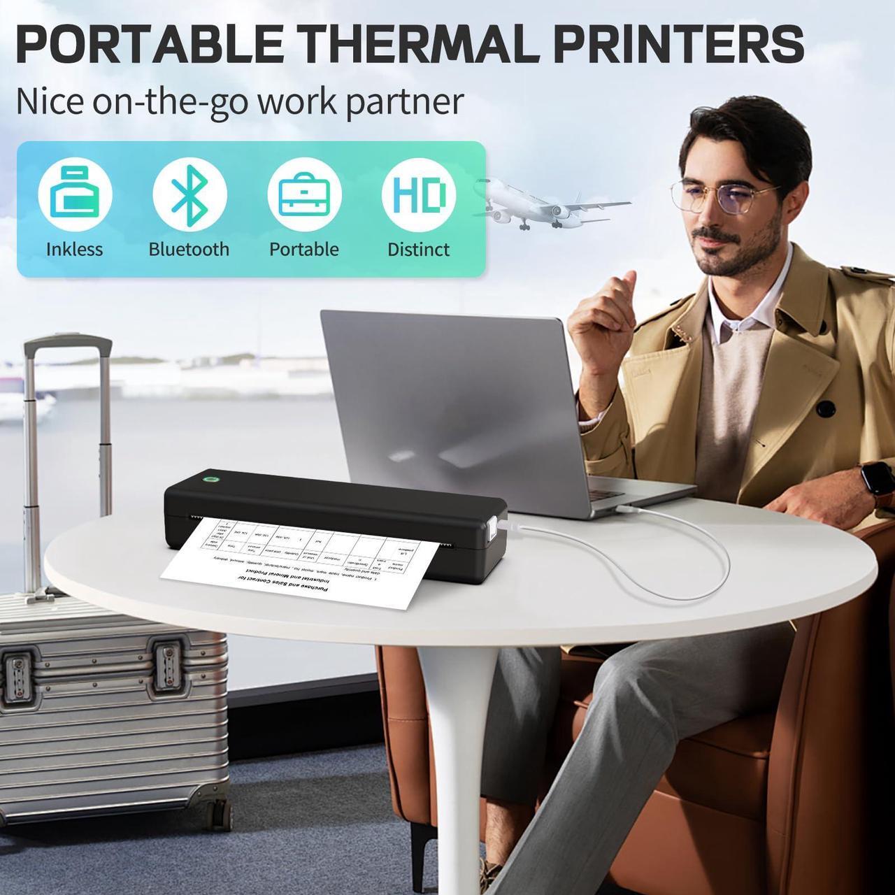 Alt view image 2 of 5 - CZNZN Inkless Portable Printer for Travel Home - Wireless Thermal Printers Bluetooth Compatible with Phone & Laptop & Pad, Bluetooth Small Printer Supports 8.5" X 11" Letter, A4 A5 Thermal Paper