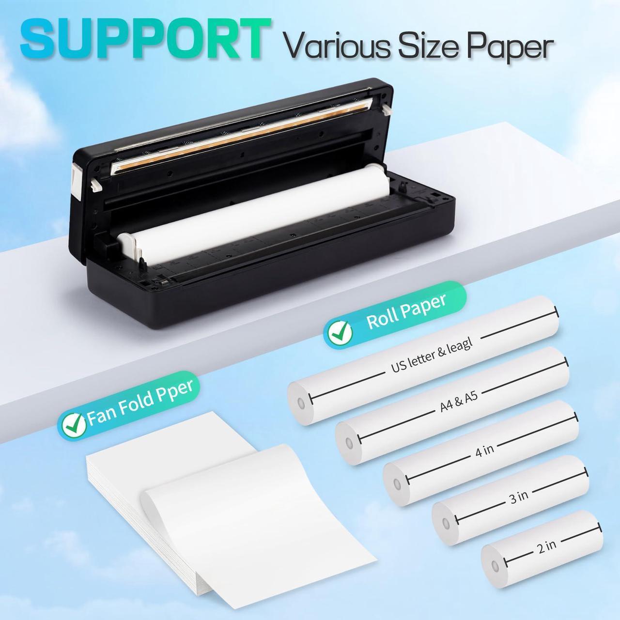 Alt view image 5 of 5 - CZNZN Inkless Portable Printer for Travel Home - Wireless Thermal Printers Bluetooth Compatible with Phone & Laptop & Pad, Bluetooth Small Printer Supports 8.5" X 11" Letter, A4 A5 Thermal Paper