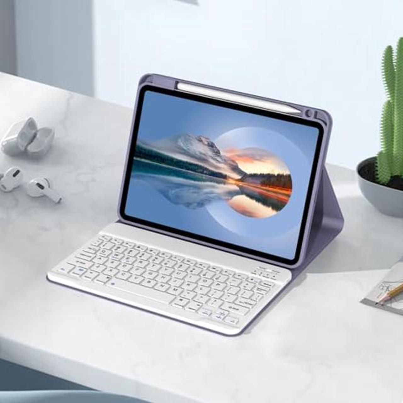Alt view image 5 of 5 - Divufus Keyboard Case for iPad Air 13 Inch (2024 M2), Pro 12.9 6th Gen 2022 [Magnetic Detachable Wireless Keyboard] Flip Stand Case with Pencil Holder for iPad Pro 12.9 5th/4th 2021/2020, Lavender