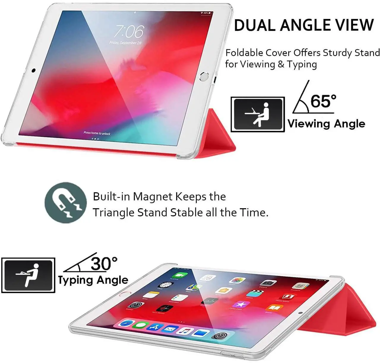 Alt view image 4 of 5 - DuraSafe Cases for iPad Pro 12.9 2nd Gen 2017 Hard Back Case A1670 MQDC2LL/A MQDD2LL/A MQDA2LL/A A1671 MP6H2LL/A MP6J2LL/A MP6G2LL/A MPL02LL/A MPL12LL/A MPKY2LL/A A1821 MQEF2LL/A MQED2LL/A - Red