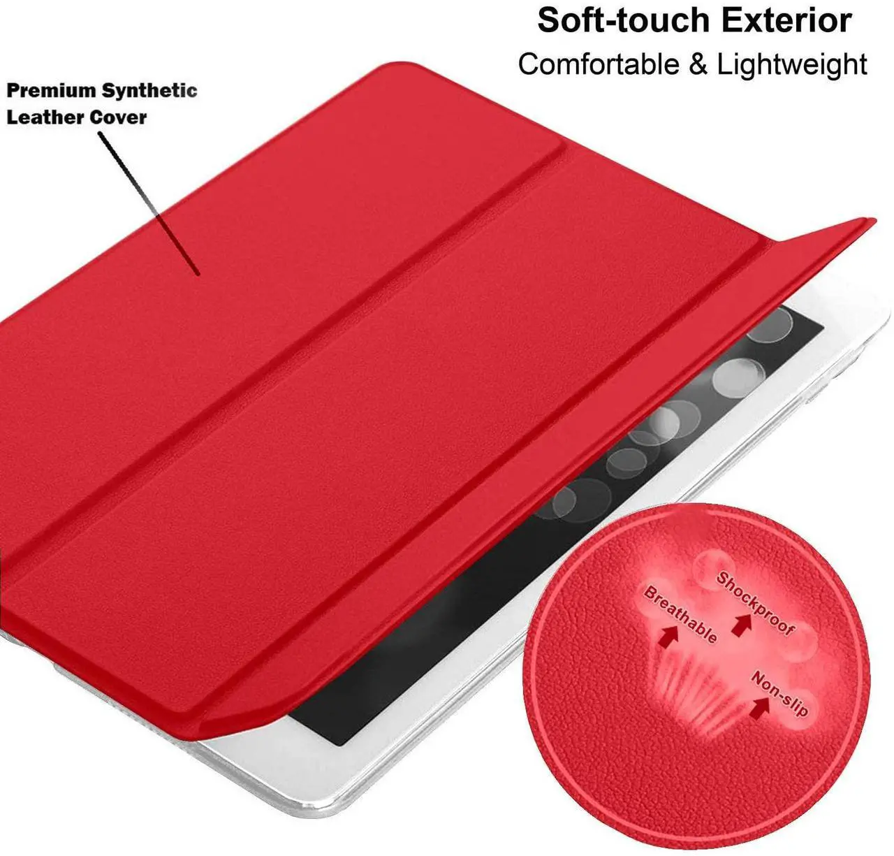 Alt view image 4 of 5 - iPad Pro 12.9 2nd Generation 2017 Cover A1670 MQDC2LL/A MQDD2LL/A MQDA2LL/A A1671 MP6H2LL/A MP6J2LL/A MP6G2LL/A MPL02LL/A MPL12LL/A MPKY2LL/A A1821 MQEF2LL/A MQED2LL/A MQEE2LL/A MQEK2LL/A - Red