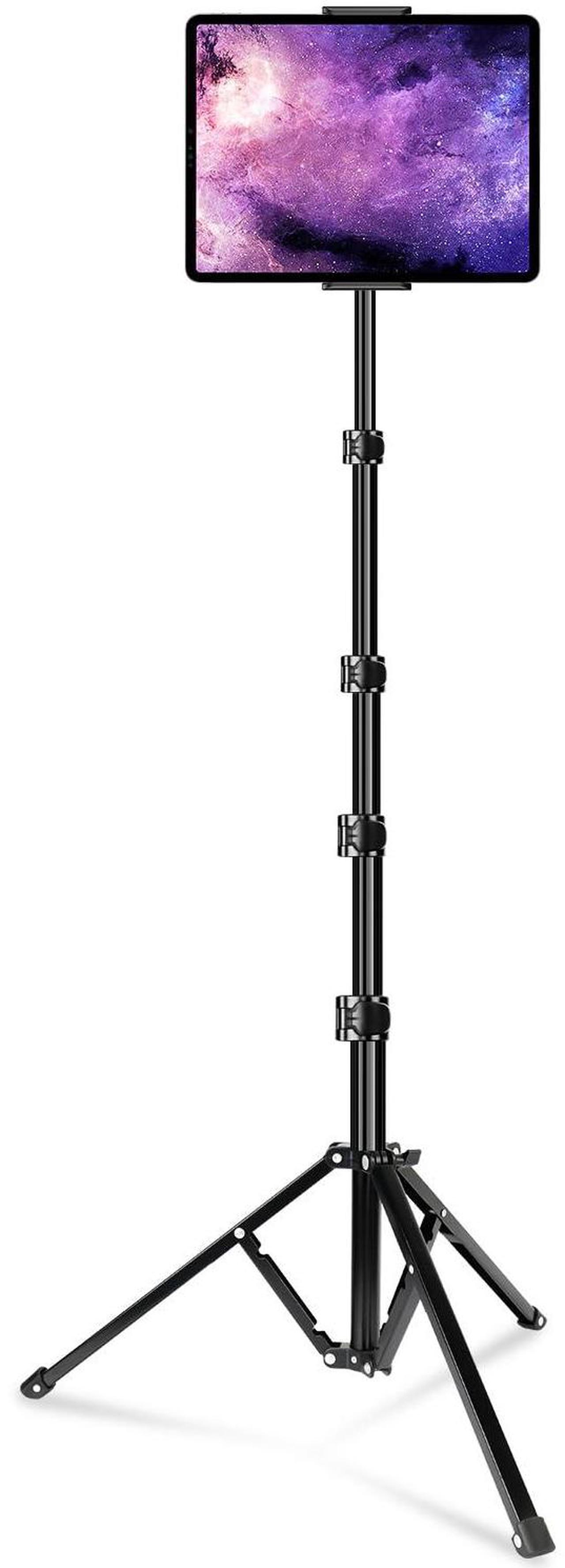 Main image of elitehood iPad Tripod Stand, 65 Inch Height Adjustable, 360 Rotating, Compatible with 4.7-13.5 Inch Tablets & Phones, Black