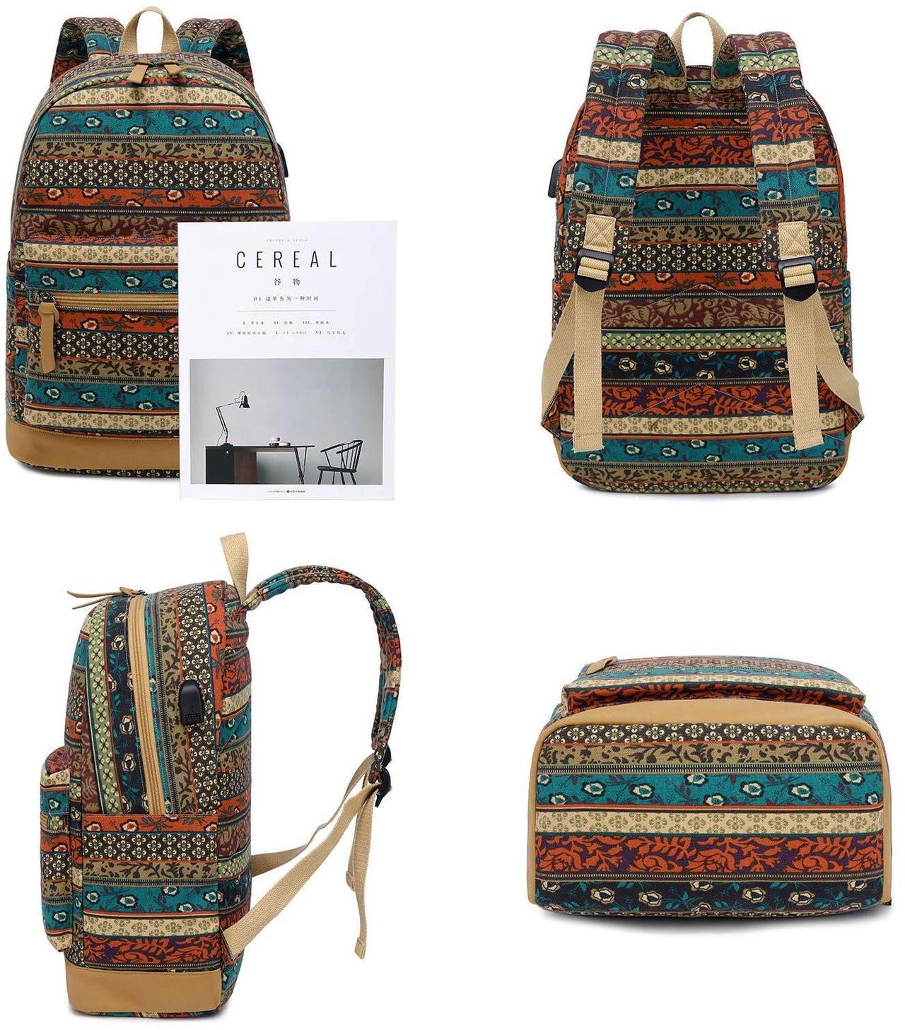 Alt view image 2 of 5 - Goodking Bohemian Waterproof Laptop Backpack for Women/Girls, Stylish College School Backpack with USB Charging Port