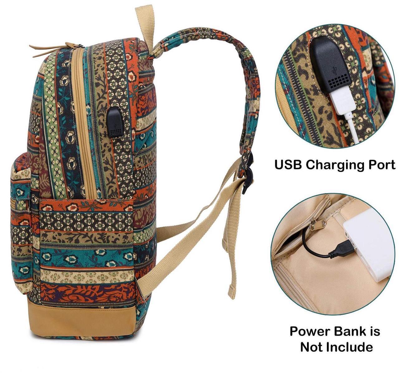 Alt view image 3 of 5 - Goodking Bohemian Waterproof Laptop Backpack for Women/Girls, Stylish College School Backpack with USB Charging Port