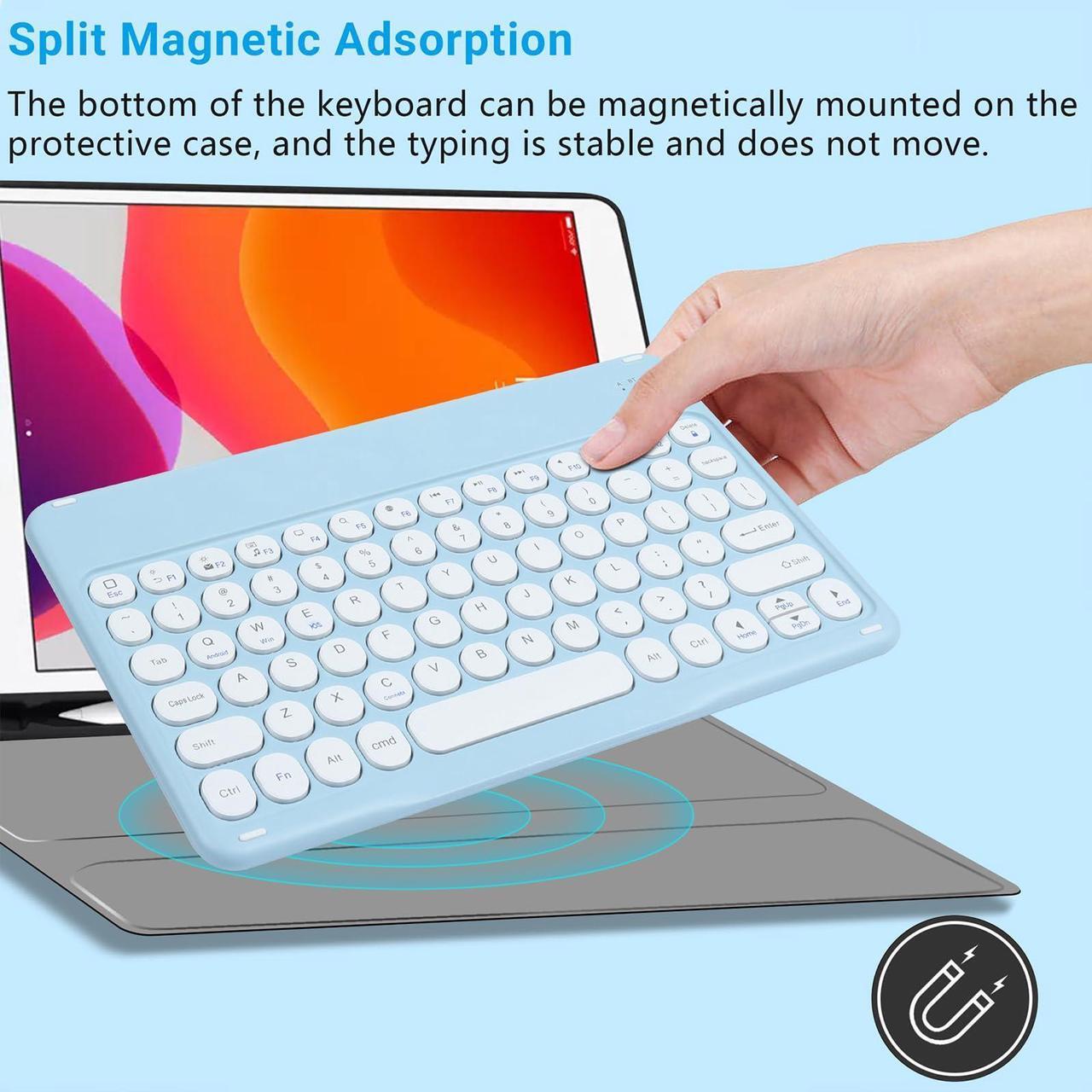 Alt view image 5 of 5 - Bluetooth Keyboard and Mouse Combo for iPad - 9.72" Rechargeable Wireless Keyboard & Mouse, Type-C Charging, Perfect for On-The-Go Professionals(Blue)