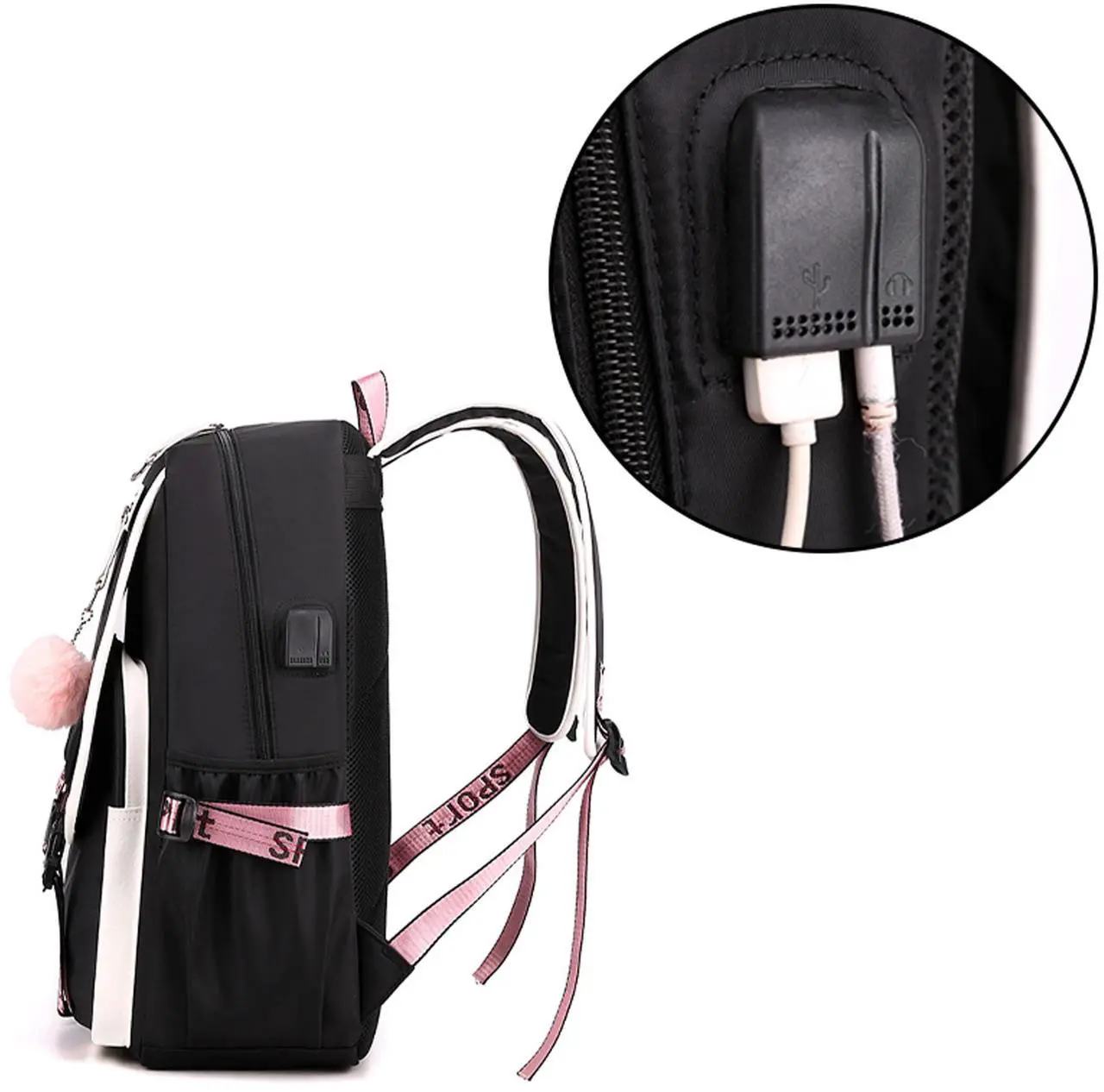Alt view image 5 of 5 - Roffatide Anime Kuromi Backpack Business Laptop Backpacks Travel Hiking Daypacks Rucksack 17 Inch
