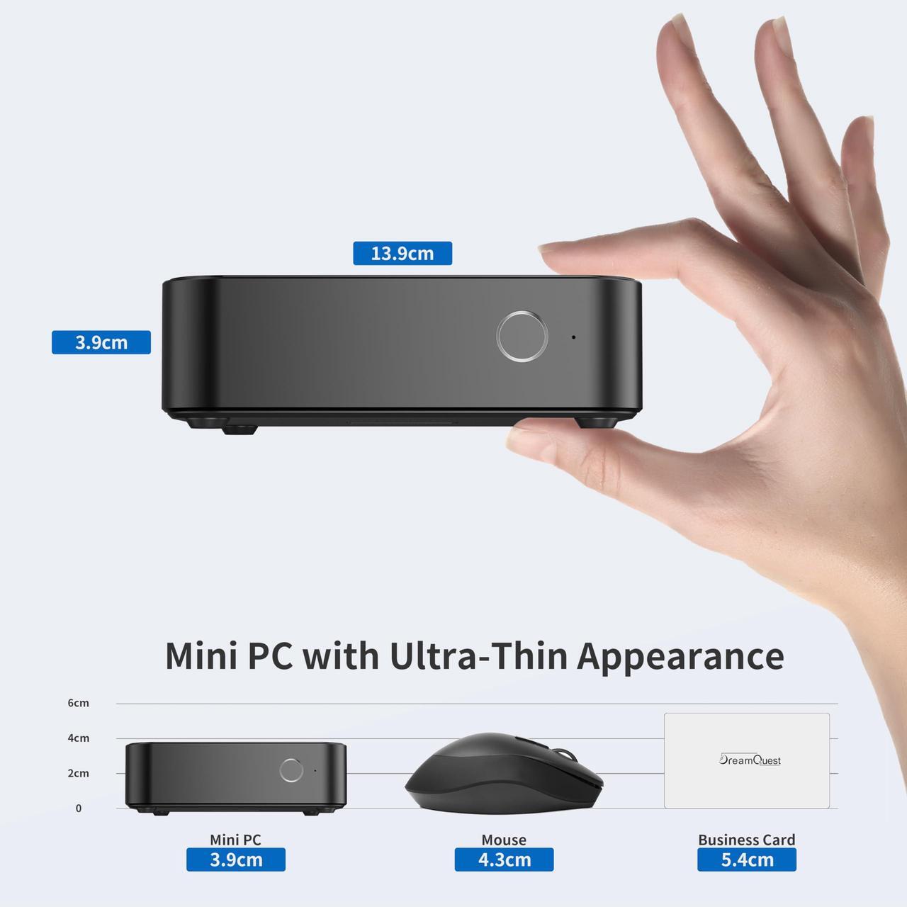 Alt view image 4 of 5 - DreamQuest Mini PC Windows 11 Pro Preloaded, Intel N150 (up to 3.6GHz) Mini Desktop Computers 16GB DDR4 1TB SSD, USB C, DP, HDMI, USB 3.2, Dual LAN,WiFi, Bluetooth, Support 4K 60Hz, Support Linux
