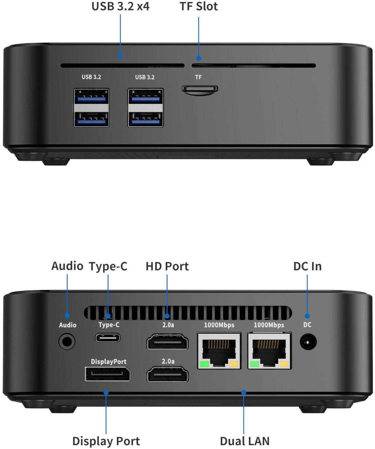 Alt view image 2 of 5 - DreamQuest Mini PC Windows 11 Pro Preloaded, Intel N150 (up to 3.6GHz) Mini Desktop Computers 16GB DDR4 1TB SSD, USB C, DP, HDMI, USB 3.2, Dual LAN,WiFi, Bluetooth, Support 4K 60Hz, Support Linux