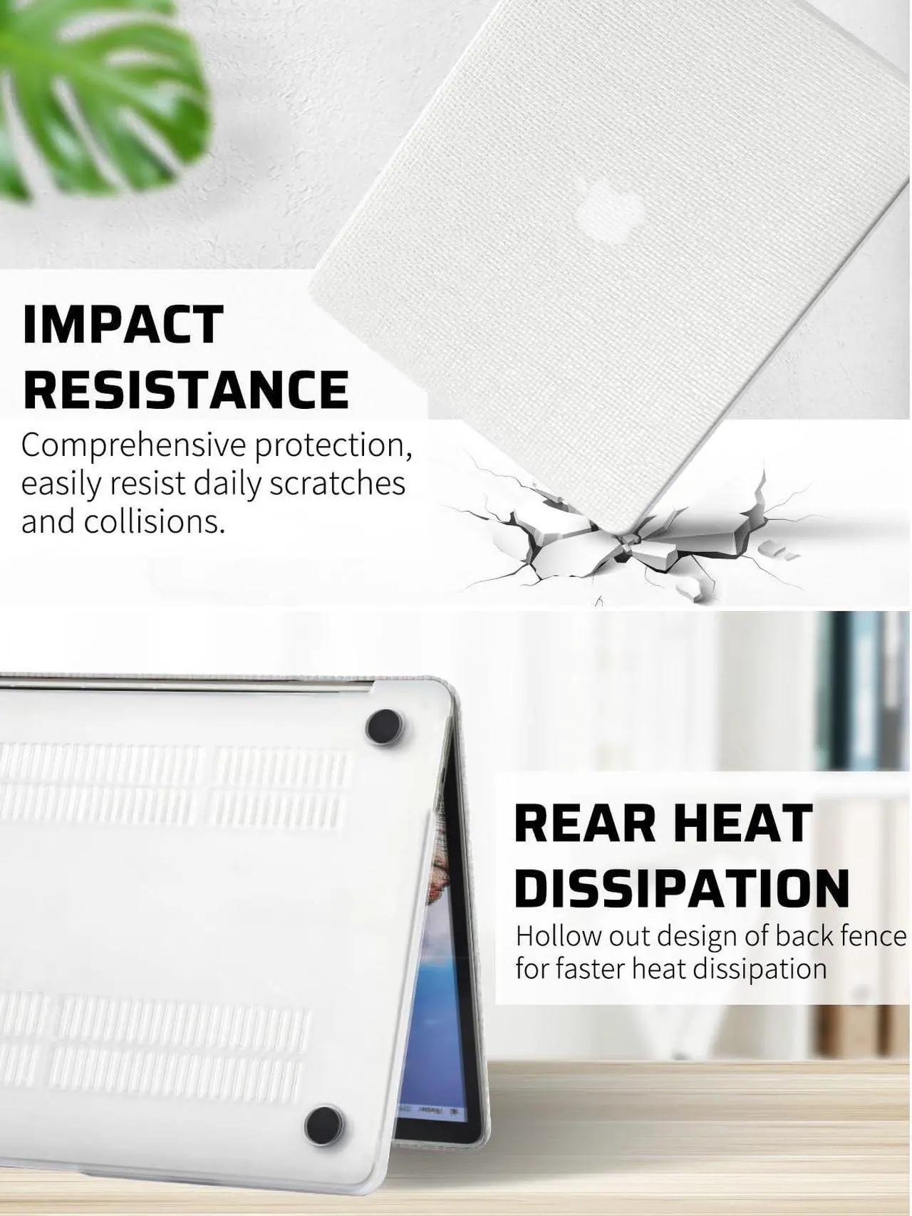 Alt view image 5 of 5 - Seorsok Compatible with MacBook Air 15 inch Case 2025 2024 2023 Release M4 A3241 M3 A3114 M2 A2941 Touch ID,Elegant Leather Plastic Hard Shell Case with Transparent Keyboard Cover,White