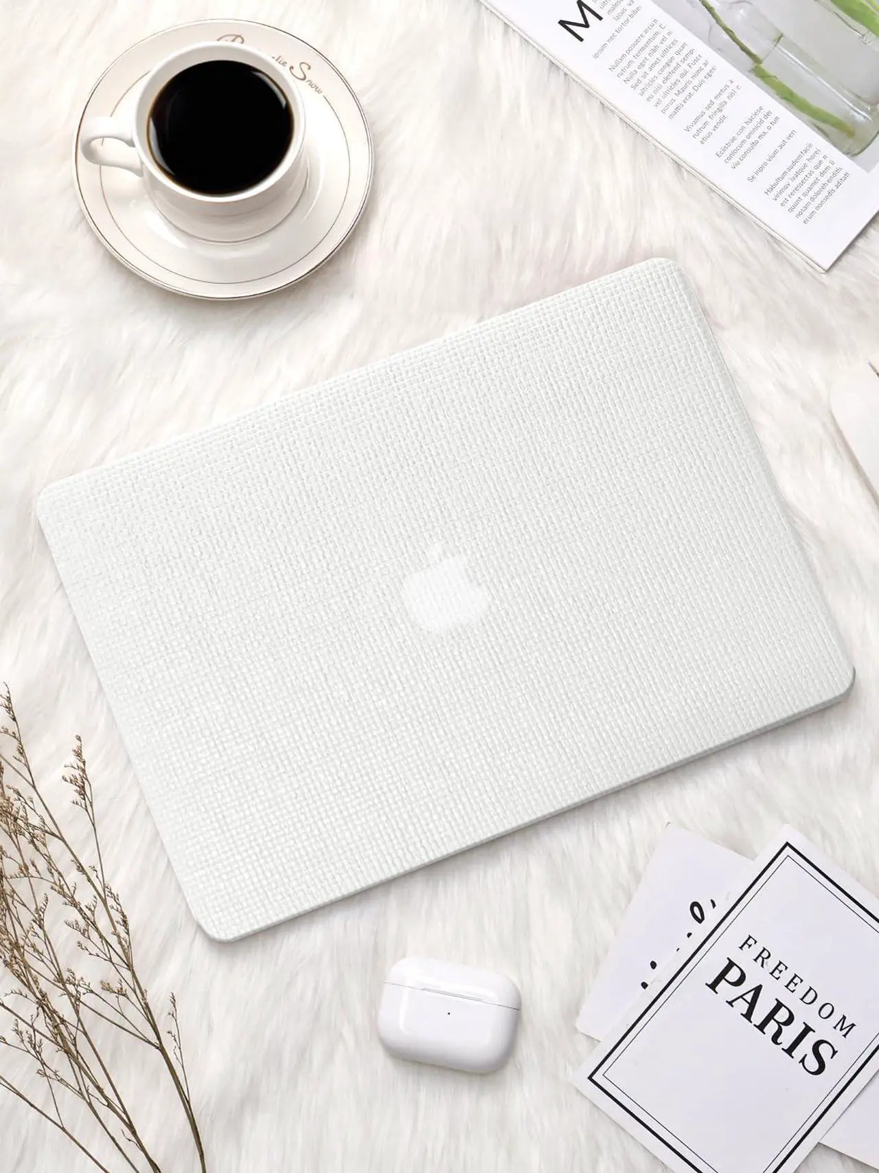 Alt view image 4 of 5 - Seorsok Compatible with MacBook Air 15 inch Case 2025 2024 2023 Release M4 A3241 M3 A3114 M2 A2941 Touch ID,Elegant Leather Plastic Hard Shell Case with Transparent Keyboard Cover,White