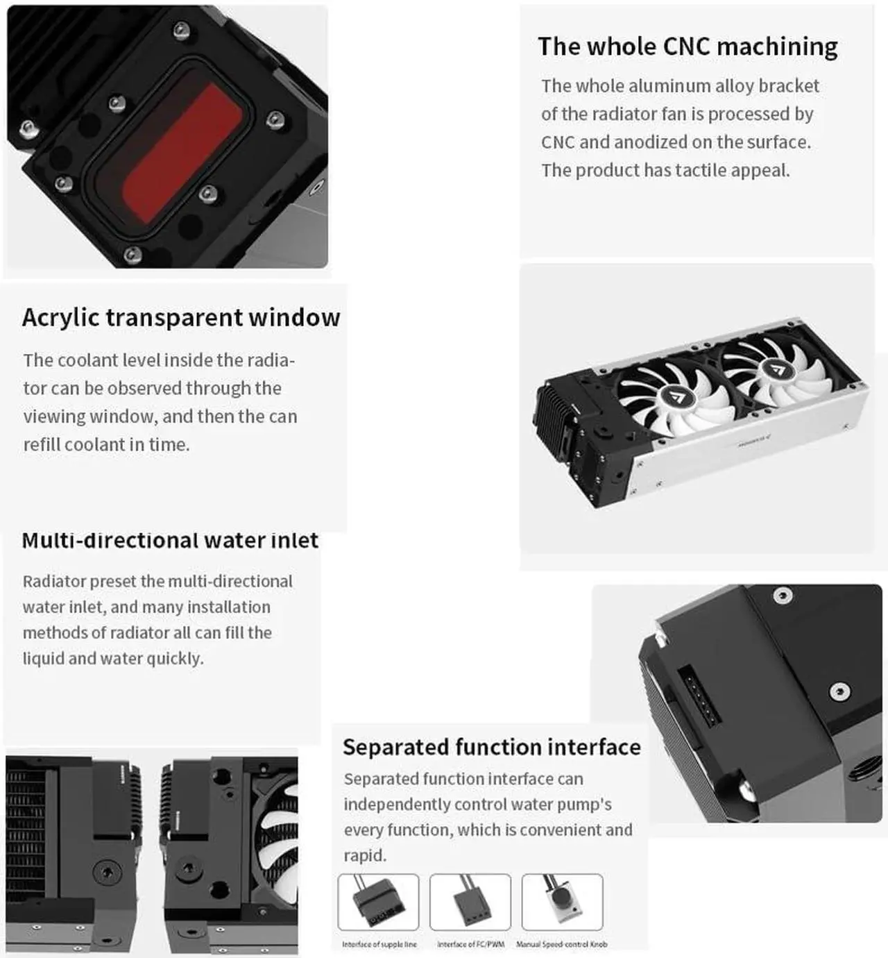 Alt view image 4 of 5 - Barrow 360 240 Pc Water koeling Kit 17W Pump Radiator 120MM Fan Case Integratie Set (240MM Silver)