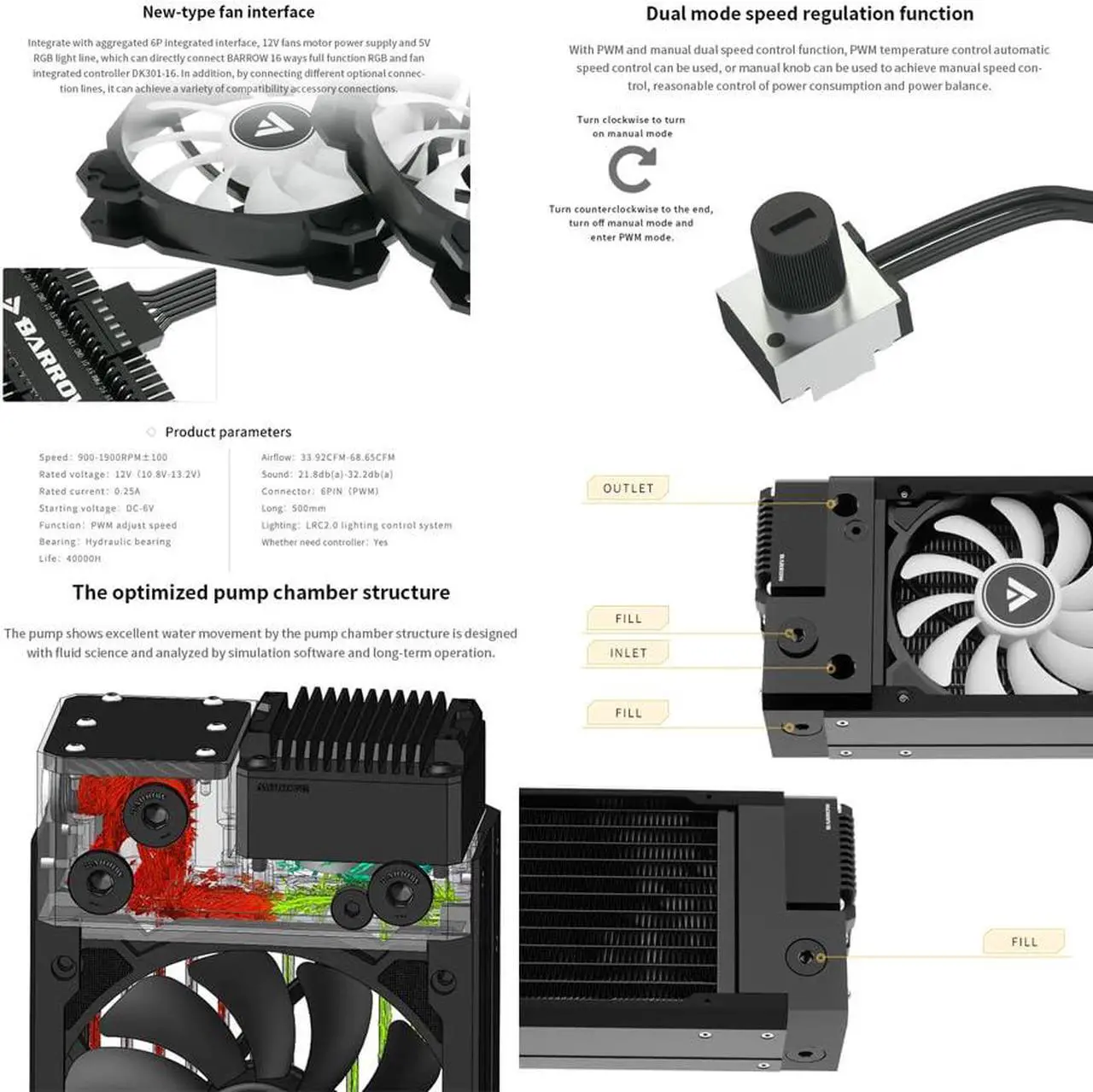 Alt view image 5 of 5 - Barrow 360 240 Pc Water koeling Kit 17W Pump Radiator 120MM Fan Case Integratie Set (240MM Silver)