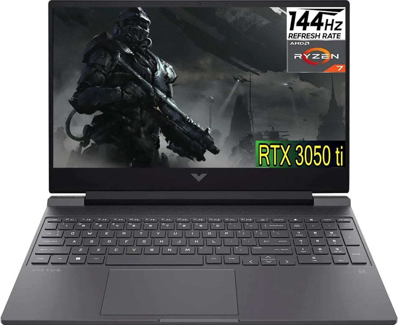 Main image of HP Victus 15 Gaming Laptop, 15.6" FHD (1920 x 1080) 144Hz Display , AMD Ryzen 7 5800H (8-Core), 16GB DDR4  1TB PCIe SSD, GeForce RTX 3050 Ti Graphics, Backlit KB Windows 11