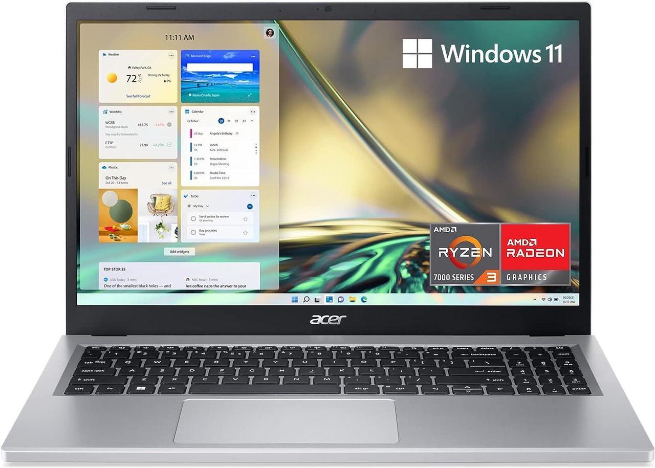 Alt view image 2 of 7 - Acer Aspire 3 15 Slim Laptop, 15.6" Full HD (1920 x 1080) Display, AMD Ryzen 3 7320U Quad-Core Processor, AMD Radeon Graphics, 8GB DDR4  1TB PCIe SSD, Wi-Fi 6, Windows 11 Pro