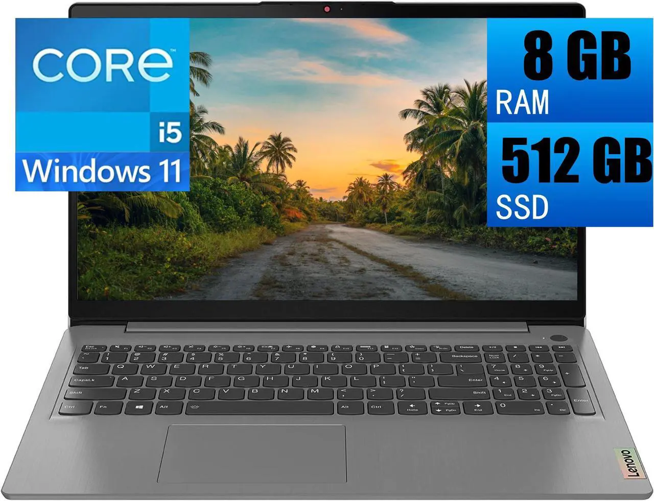 Main image of Lenovo IdeaPad 3 15 Laptop, 15.6" FHD Touchscreen, Intel Core i5-1135G7 4 Cores Processor, Intel Iris Xe Graphics, 8GB DDR4  512GB PCIe SSD, Wi-Fi 6, SD Card Reader, Webcam, Windows 11