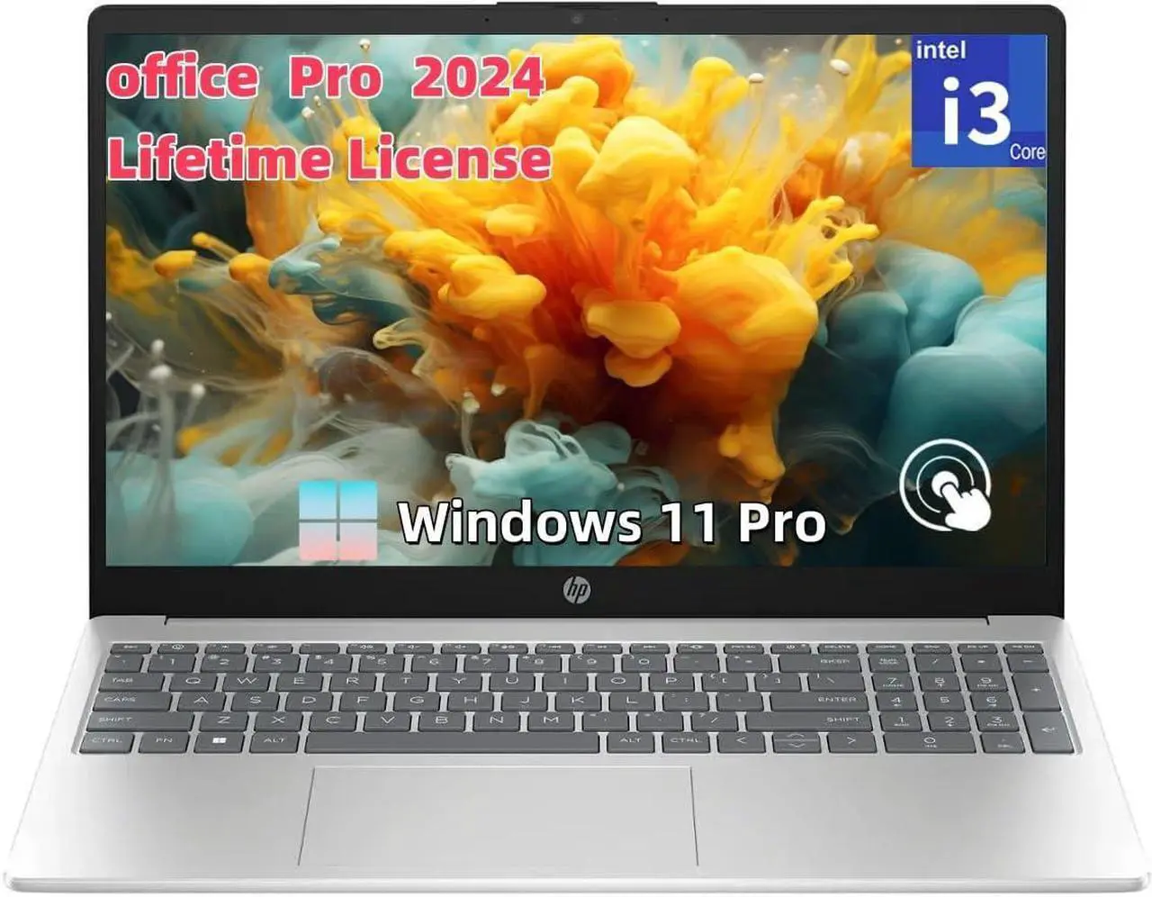Alt view image 2 of 6 - HP 15 Business Laptop, 15.6" HD (1366 x 768) Touchscreen, Intel Core i3-1215U 6 Cores Processor, Intel UHD Graphics, Bluetooth, Wi-Fi, Long Battery Life, 16GB DDR4  512GB PCIe SSD,  Windows 11