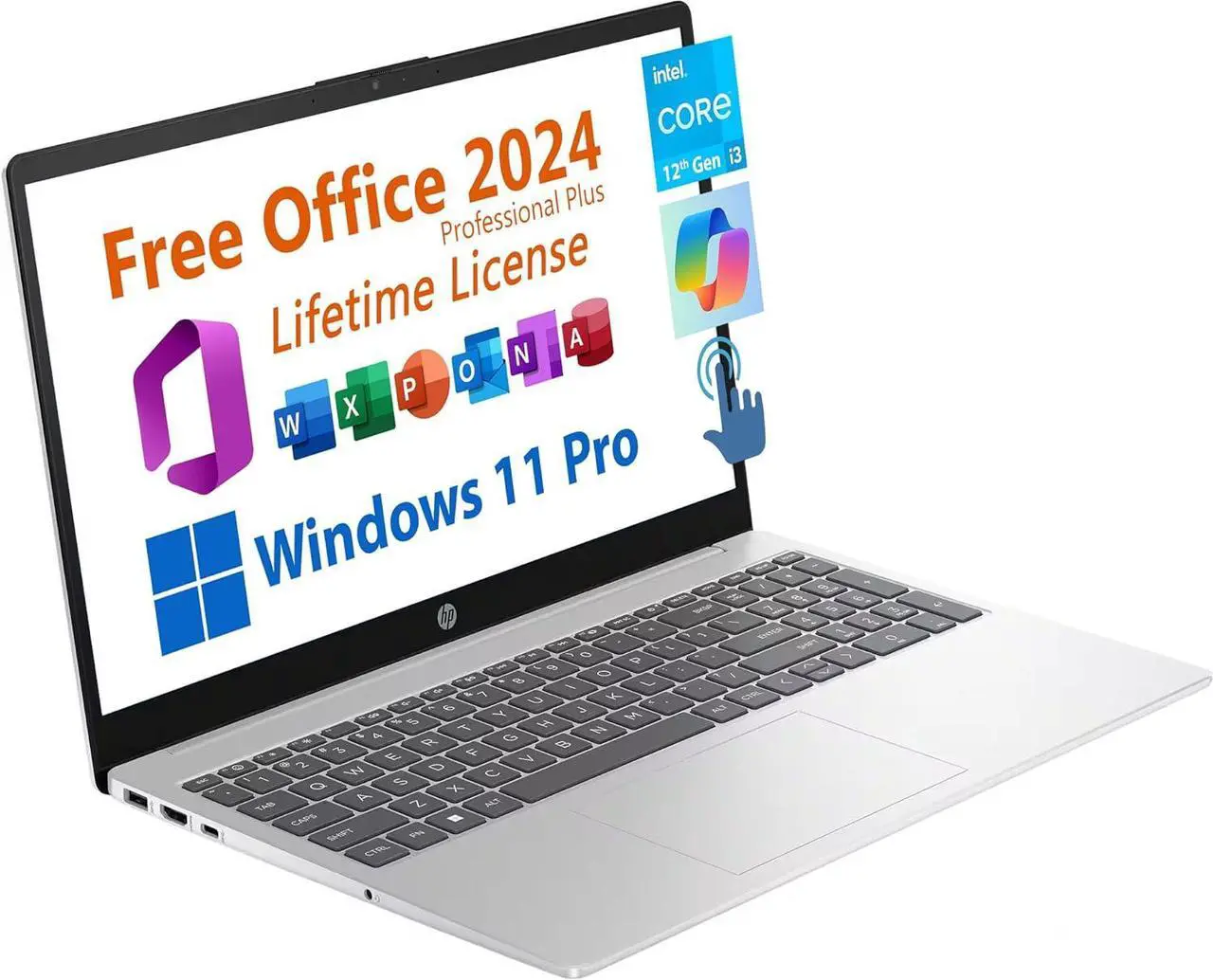 Alt view image 3 of 6 - HP 15 Business Laptop, 15.6" HD (1366 x 768) Touchscreen, Intel Core i3-1215U 6 Cores Processor, Intel UHD Graphics, Bluetooth, Wi-Fi, Long Battery Life, 16GB DDR4  512GB PCIe SSD,  Windows 11