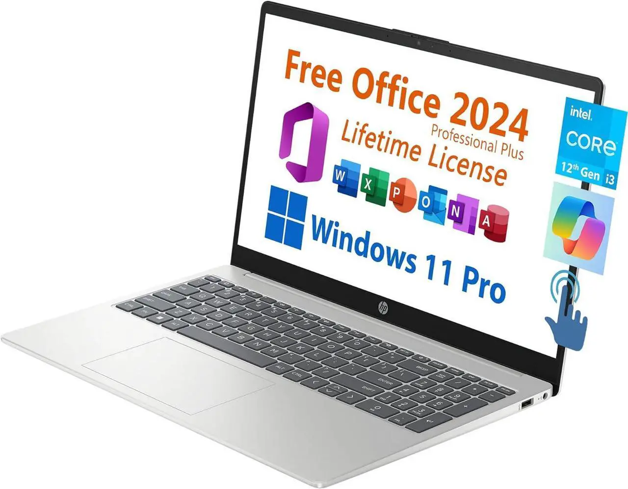 Alt view image 4 of 6 - HP 15 Business Laptop, 15.6" HD (1366 x 768) Touchscreen, Intel Core i3-1215U 6 Cores Processor, Intel UHD Graphics, Bluetooth, Wi-Fi, Long Battery Life, 16GB DDR4  512GB PCIe SSD,  Windows 11