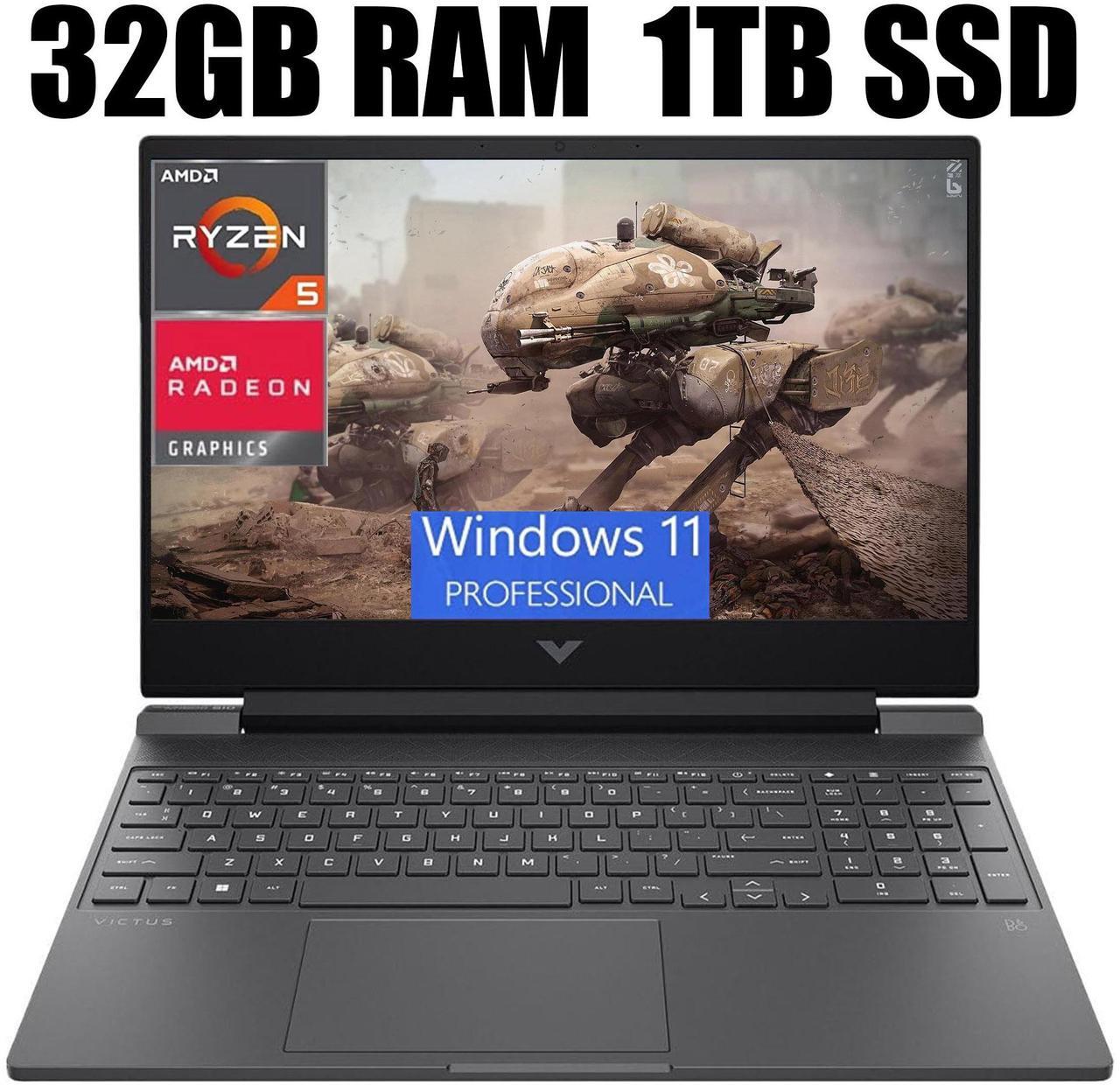 Main image of HP Victus 15 Gaming Laptop, 15.6" FHD (1920 x 1080) 144HZ Display, AMD Ryzen 5 7535HS 6 cores Processor, AMD Radeon RX 6550M 4GB GDDR6, 32GB DDR5  1TB PCIe SSD, Backlit Keyboard, Windows 11 Pro