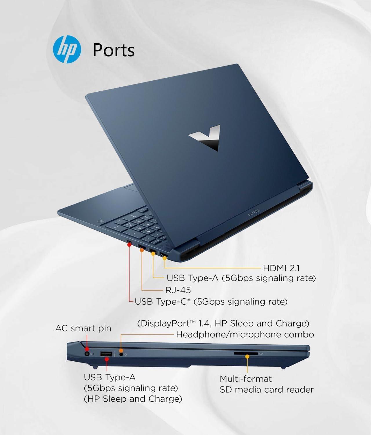 Alt view image 6 of 7 - HP Victus 15 Gaming Laptop, 15.6" FHD 144HZ Display, Intel Core i5-12450H 8 Cores Processor, NVIDIA GeForce RTX 3050 4 GB GDDR6, Backlit Keyboard, Wi-Fi 6, 16GB DDR4  2TB PCIe SSD, Windows 11