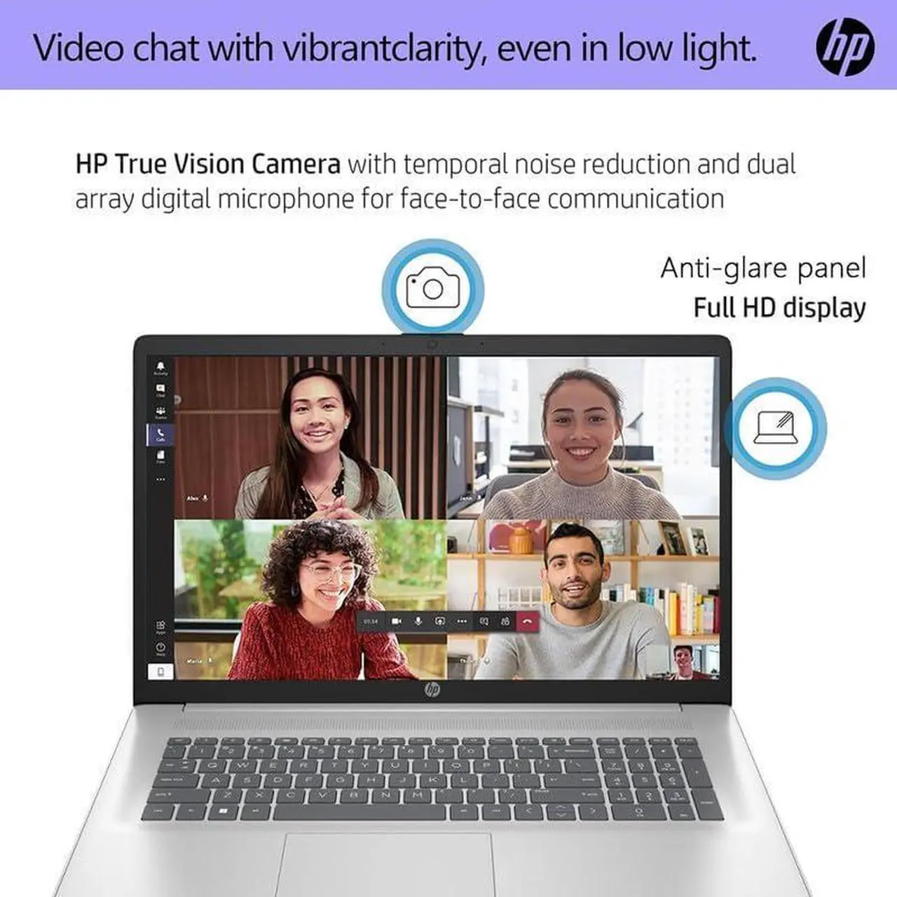 Alt view image 7 of 7 - HP 17 Laptop, 17.3" FHD (1920 x 1080) Display, Intel Core i3-1215U 6 Cores Processor, Intel UHD Graphics, 32GB DDR4  512GB PCIe SSD, Numeric Keypad, Webcam, Wi-Fi, HDMI, Windows 11 Pro