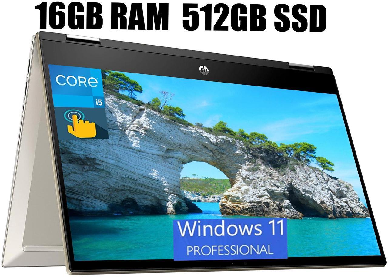 Main image of HP Pavilion X360 2-in-1 14 Laptop, 14" FHD (1920 x 1080) Touchscreen, Intel Core i5-1135G7 4 cores Processor, Intel Iris Xe graphics, 16GB DDR4  512GB PCIe SSD, Fingerprint reader, Windows 11 Pro
