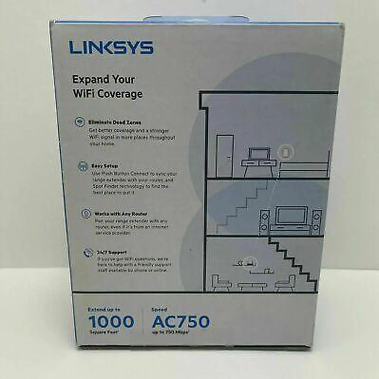 Alt view image 5 of 5 - Linksys RE6300 IEEE 802.11ac 750 Mbit/s Wireless Range Extender - 2.40 GHz, 5 GHz - 1 x Network (RJ-45) - Ethernet, Fast Ethernet, Gigabit Ethernet - Wall Mountable