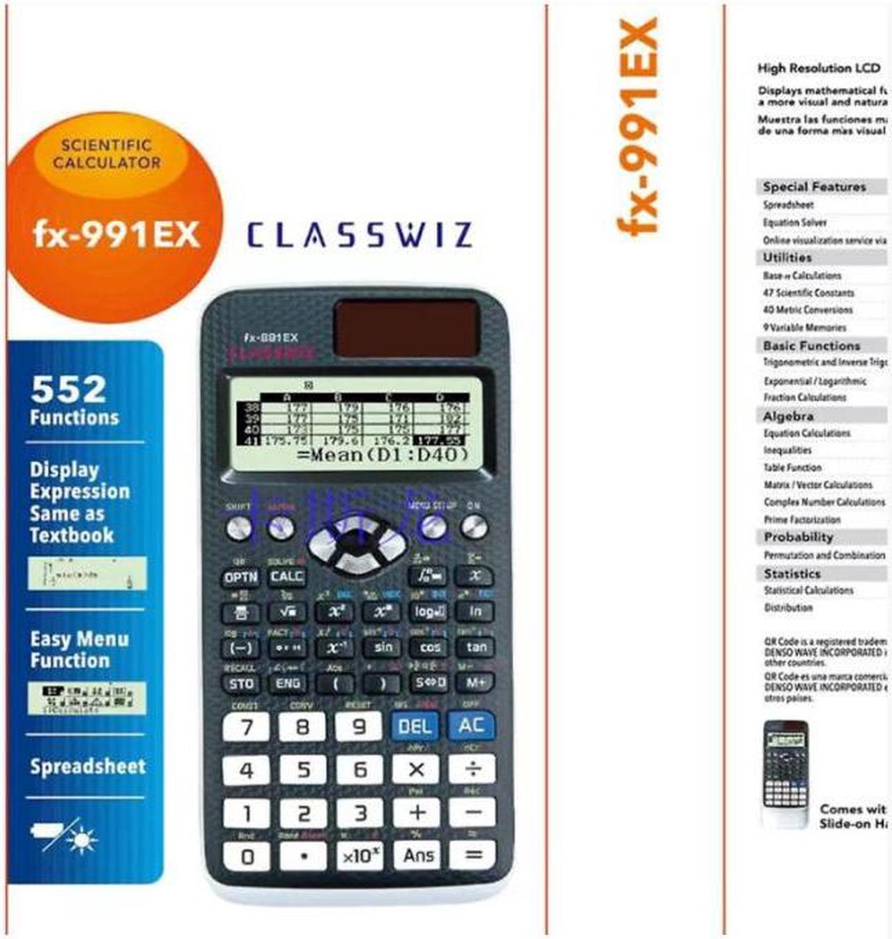 Fx-991ex Scientific Calculator Black 552 multifunctional plural statistical bases