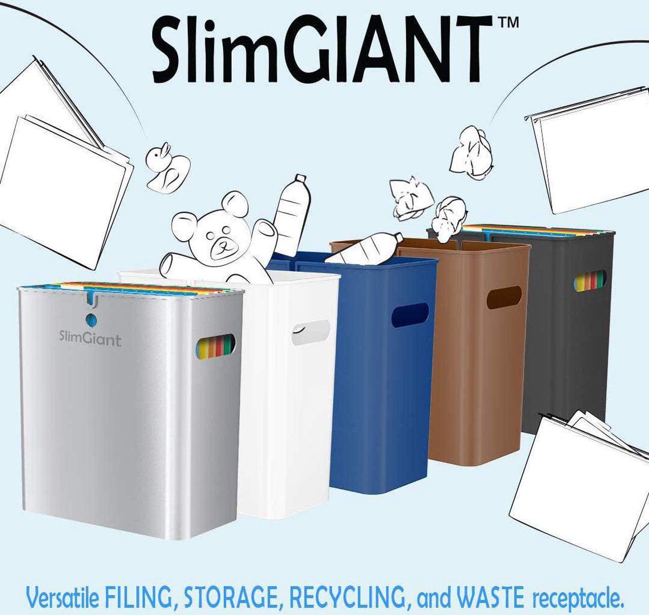 Alt view image 5 of 6 - iTouchless SlimGiant 4.2 Gallon Slim Trash Can with Handles, 2-Pack 16 Liter Plastic Small Wastebasket Hanging Garbage Bin, Magazine/File Folder Storage Container, Home Office Bathroom Kitchen, White