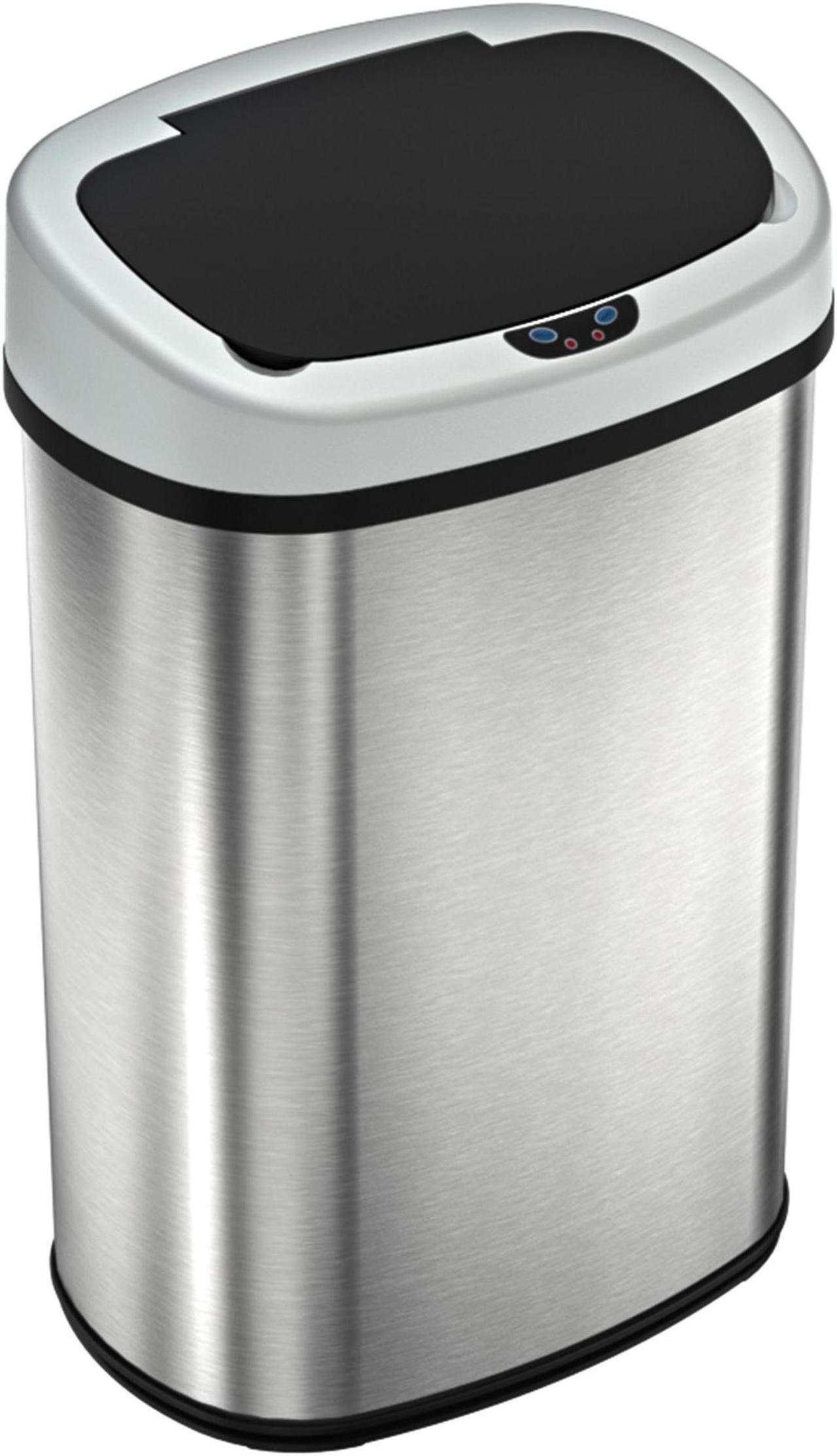 Main image of iTouchless 13 Gallon SensorCan KitchenTrash Can with Odor Filter, Stainless Steel, Oval Shape, Sensor-Activated Lid Garbage Bin for Home, Office, Slim Space-Saving, Battery & AC Adapter not included