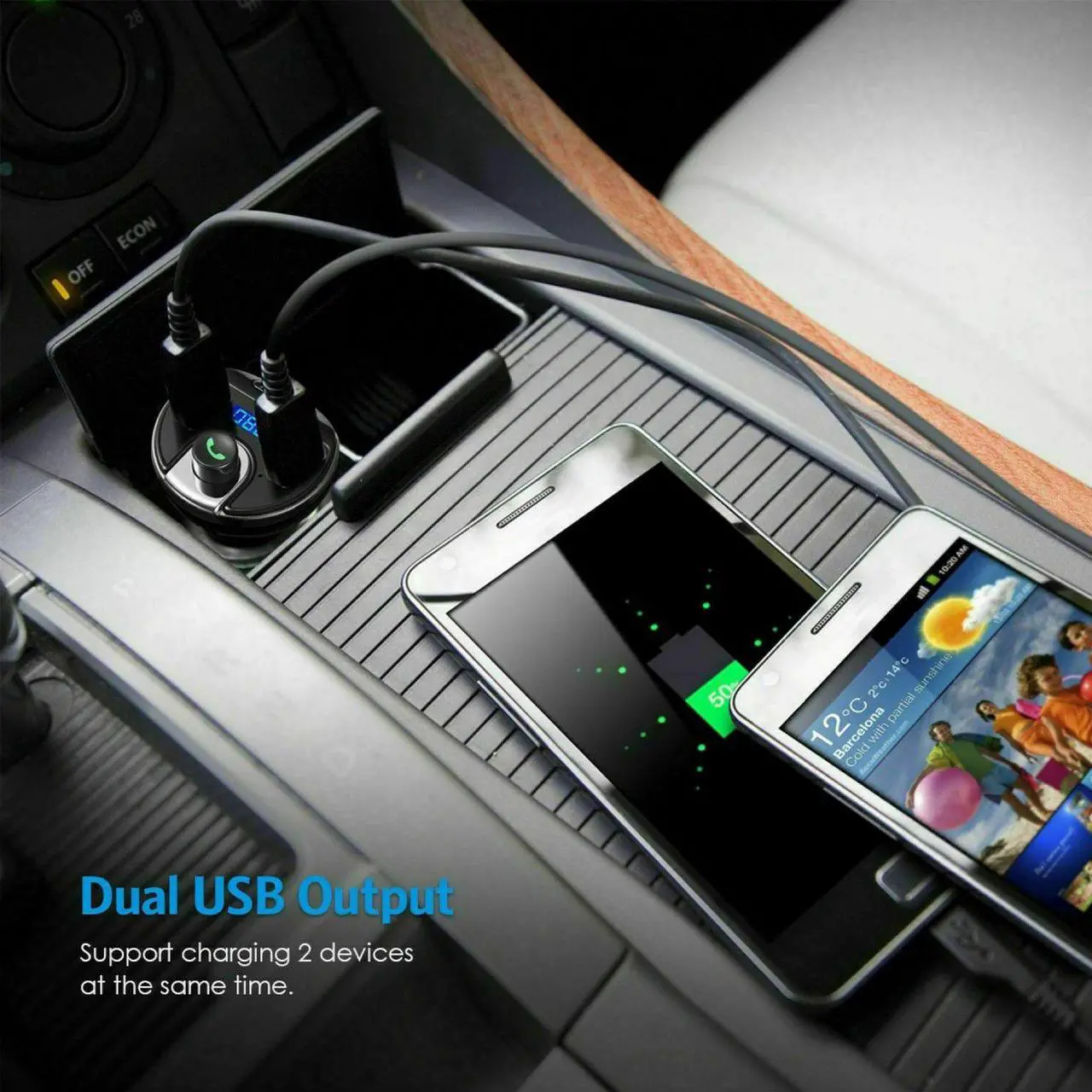 Alt view image 4 of 7 - Wireless In-Car Bluetooth FM Transmitter MP3 Radio Adapter Car Fast USB Charger