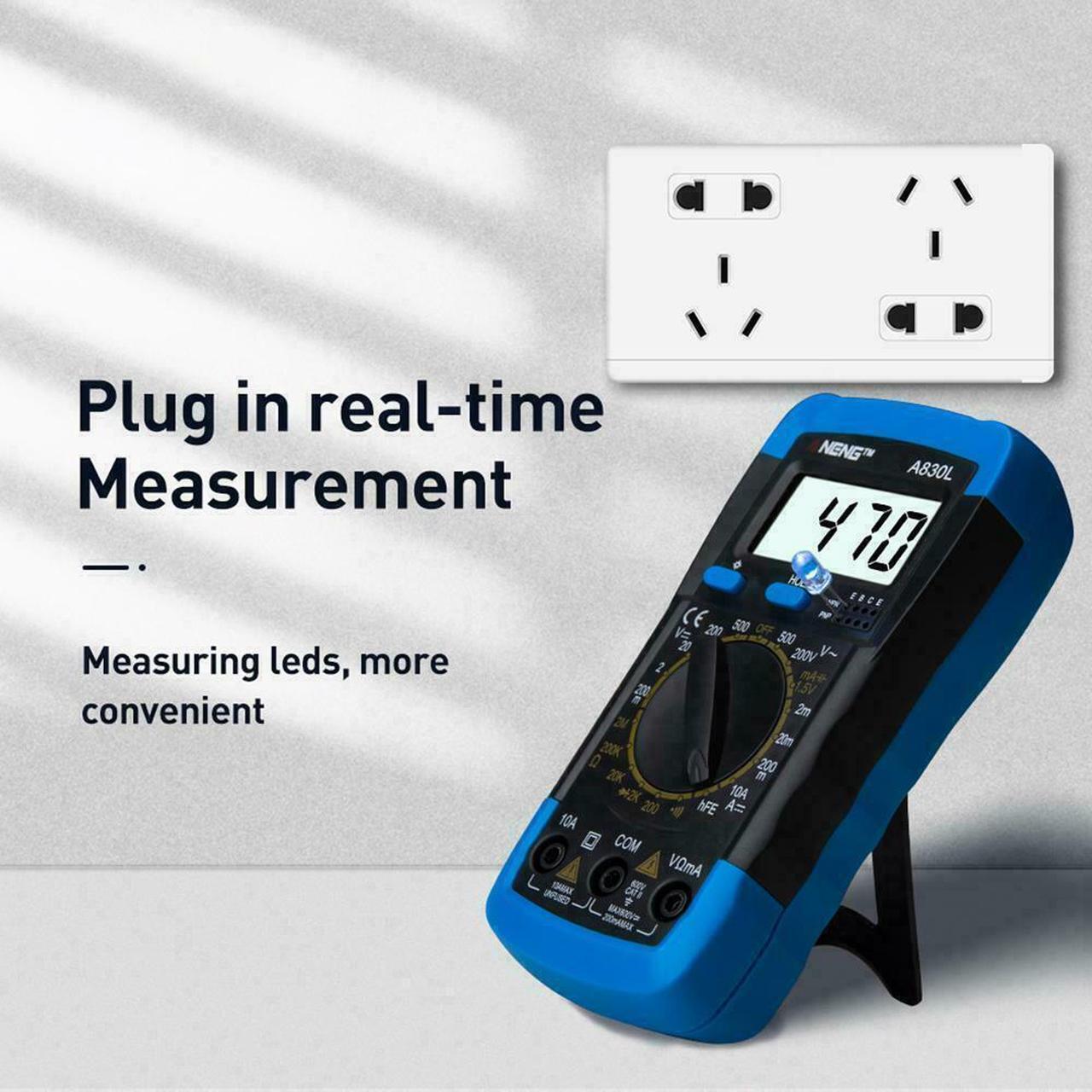 Alt view image 7 of 7 - Digital Multimeter AC DC Voltmeter Ammeter Ohmmeter Volt Tester Meter XL830L USA