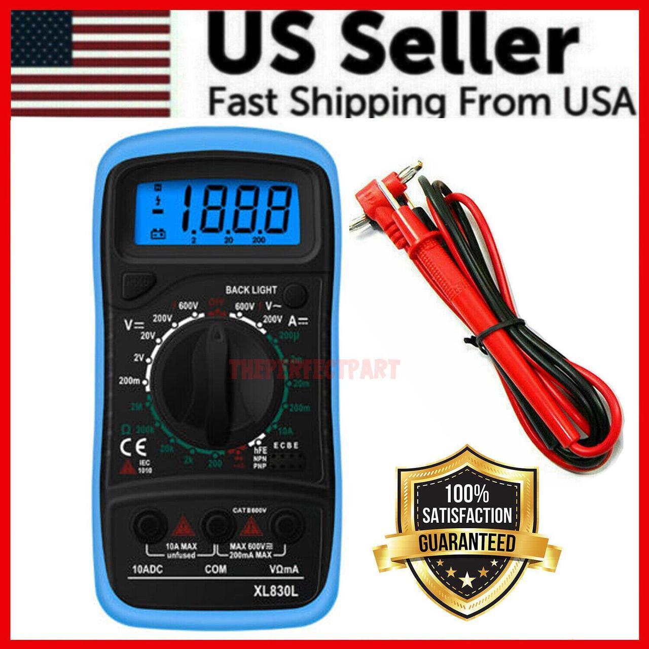 Alt view image 2 of 7 - Digital Multimeter AC DC Voltmeter Ammeter Ohmmeter Volt Tester Meter XL830L USA