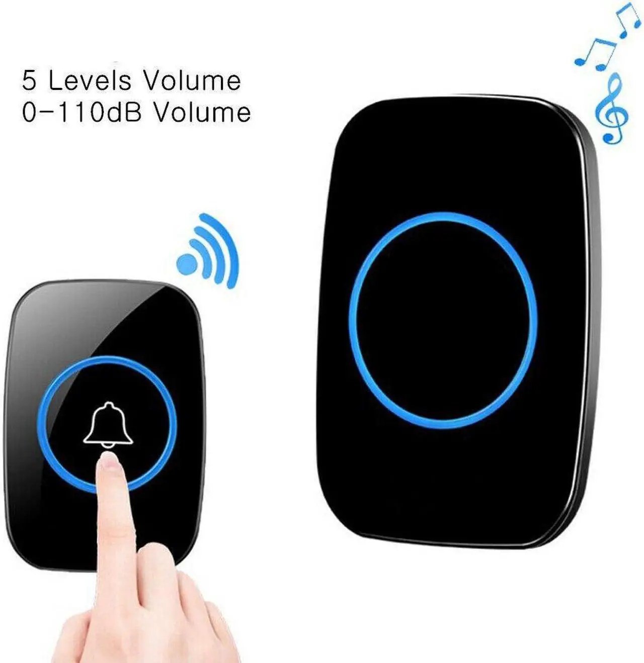 Main image of Wireless Doorbell Chime Waterproof Plugin Receiver Adjustable Volume 1000FT Kit