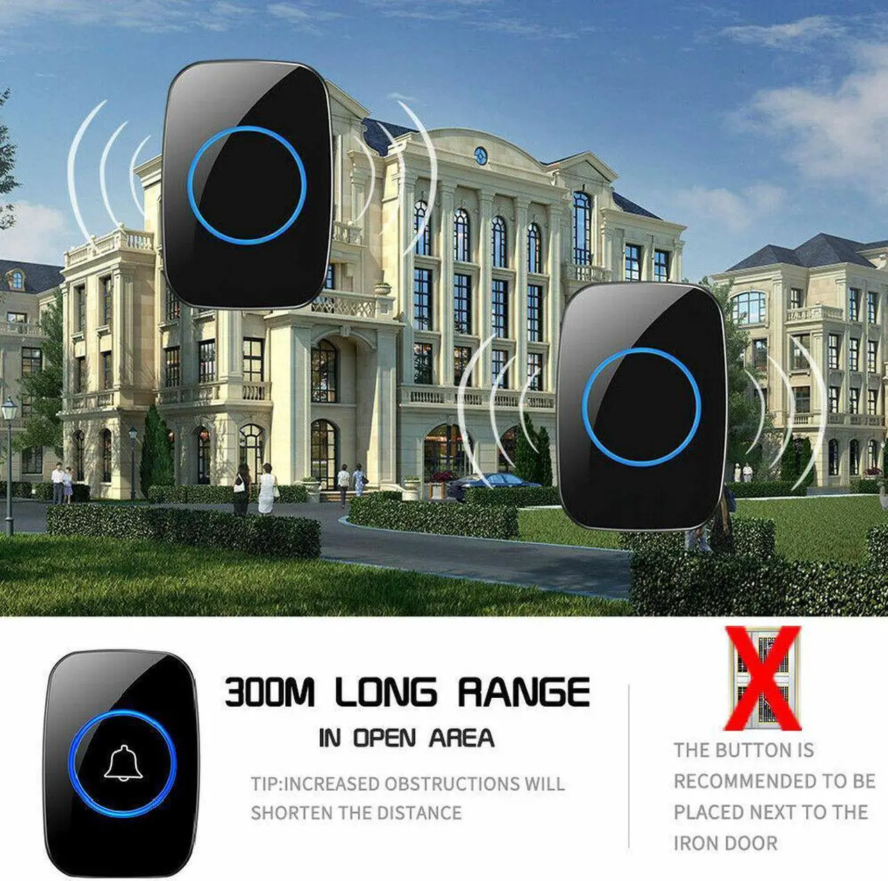 Alt view image 6 of 7 - Wireless Doorbell Chime Waterproof Plugin Receiver Adjustable Volume 1000FT Kit