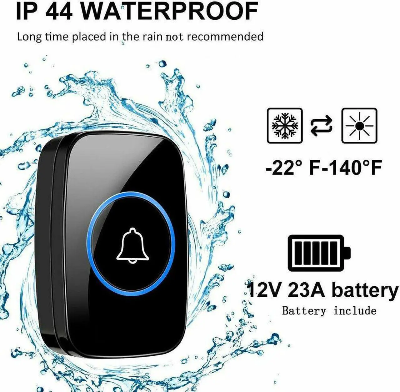 Alt view image 5 of 7 - Wireless Doorbell Chime Waterproof Plugin Receiver Adjustable Volume 1000FT Kit